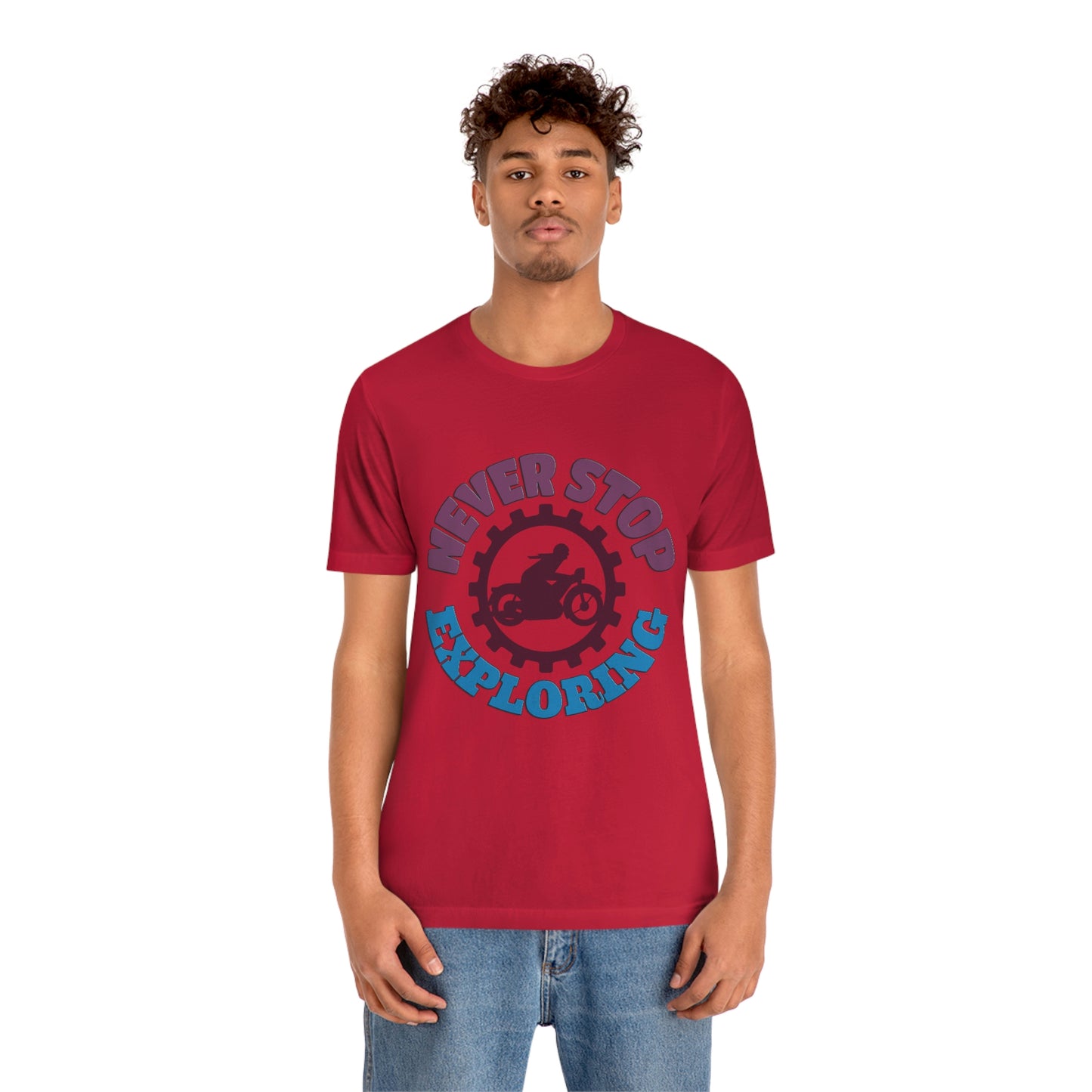 Motorcycle Short Sleeve T-Shirt - Never Stop Exploring -Biker T-shirt, Cool Bike Shirt, Motorcycle shirt, Biker Gift, Motorcycle Rider Gift