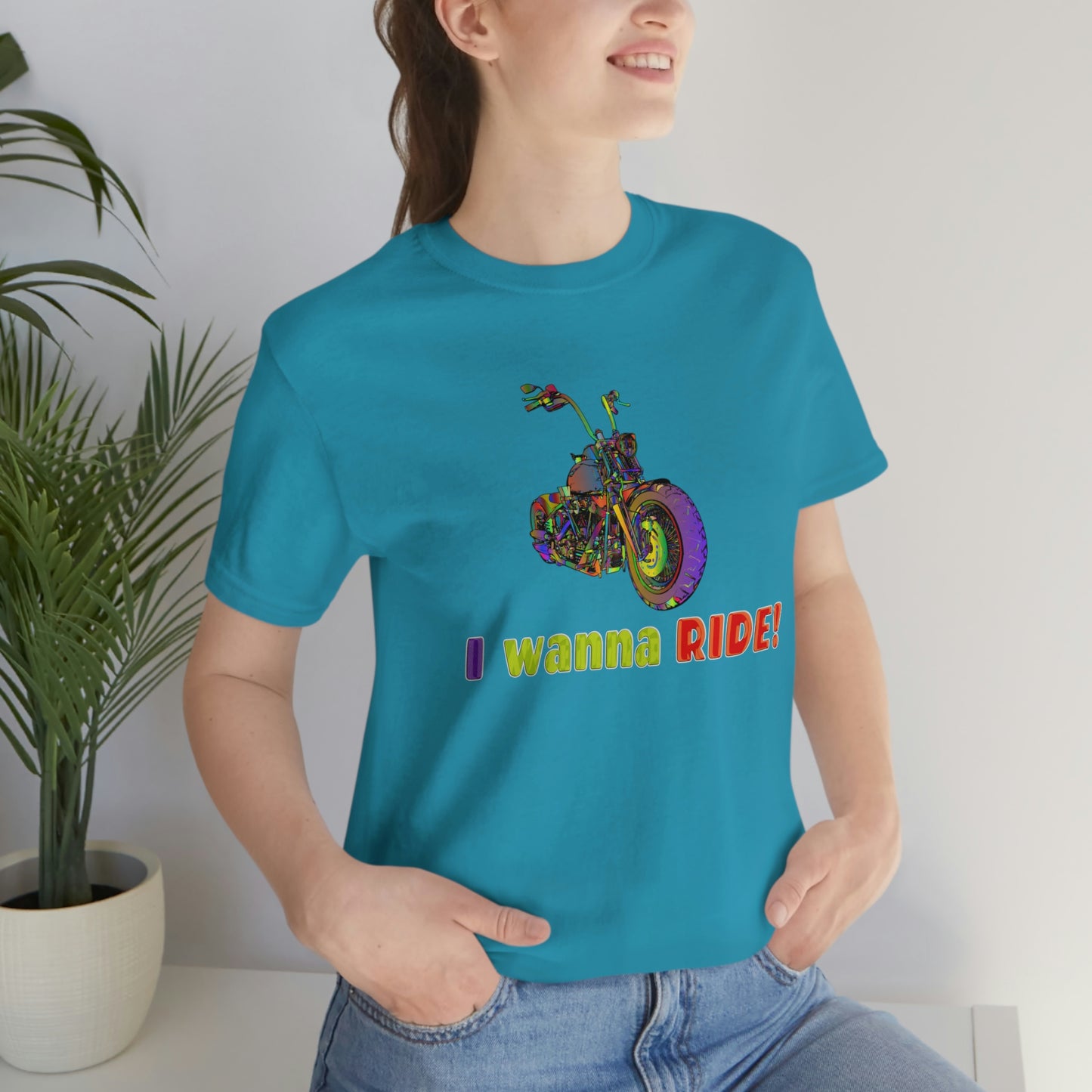 Motorcycle Short Sleeve T-Shirt - I wanna ride! Woman Biker Shirt, Harley T-shirt, Biker Gift, Motorcycle Rider Gift, Biker Tshirt, Riding