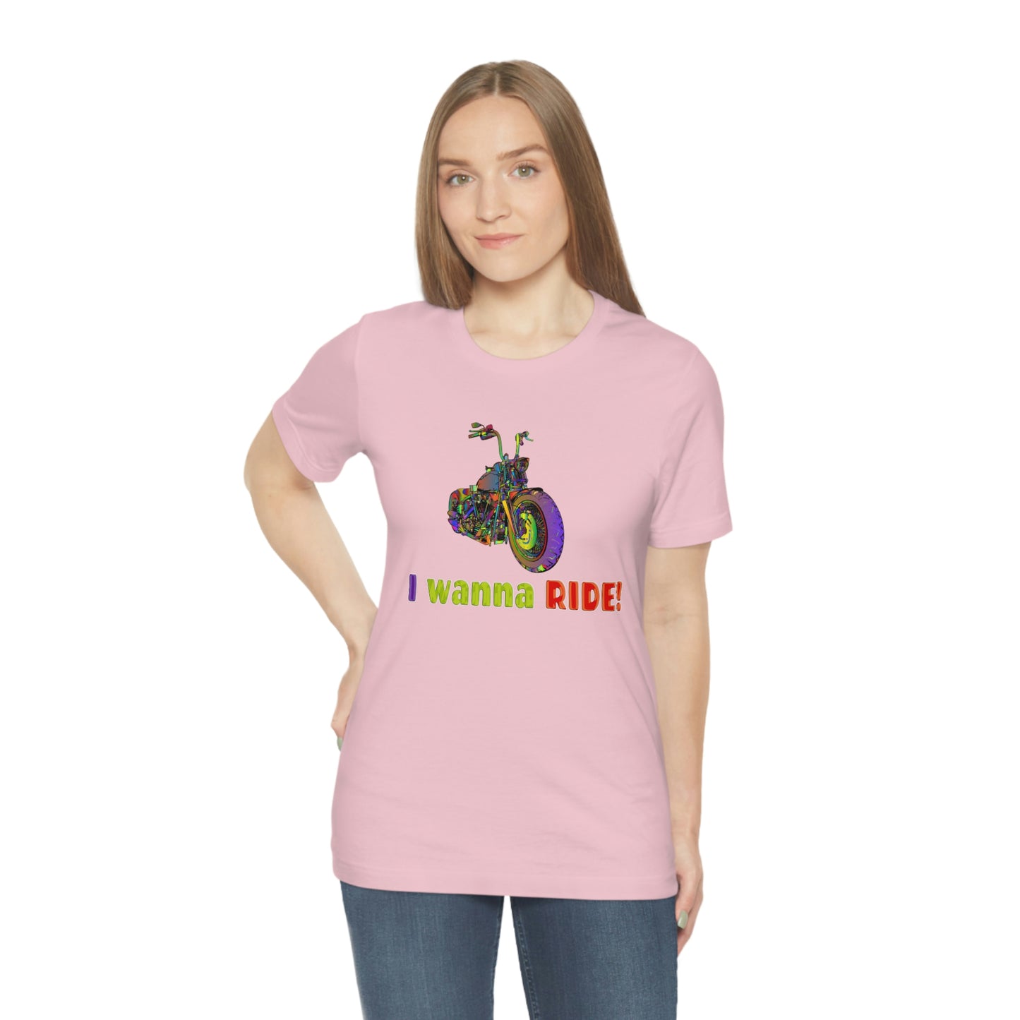 Motorcycle Short Sleeve T-Shirt - I wanna ride! Woman Biker Shirt, Harley T-shirt, Biker Gift, Motorcycle Rider Gift, Biker Tshirt, Riding
