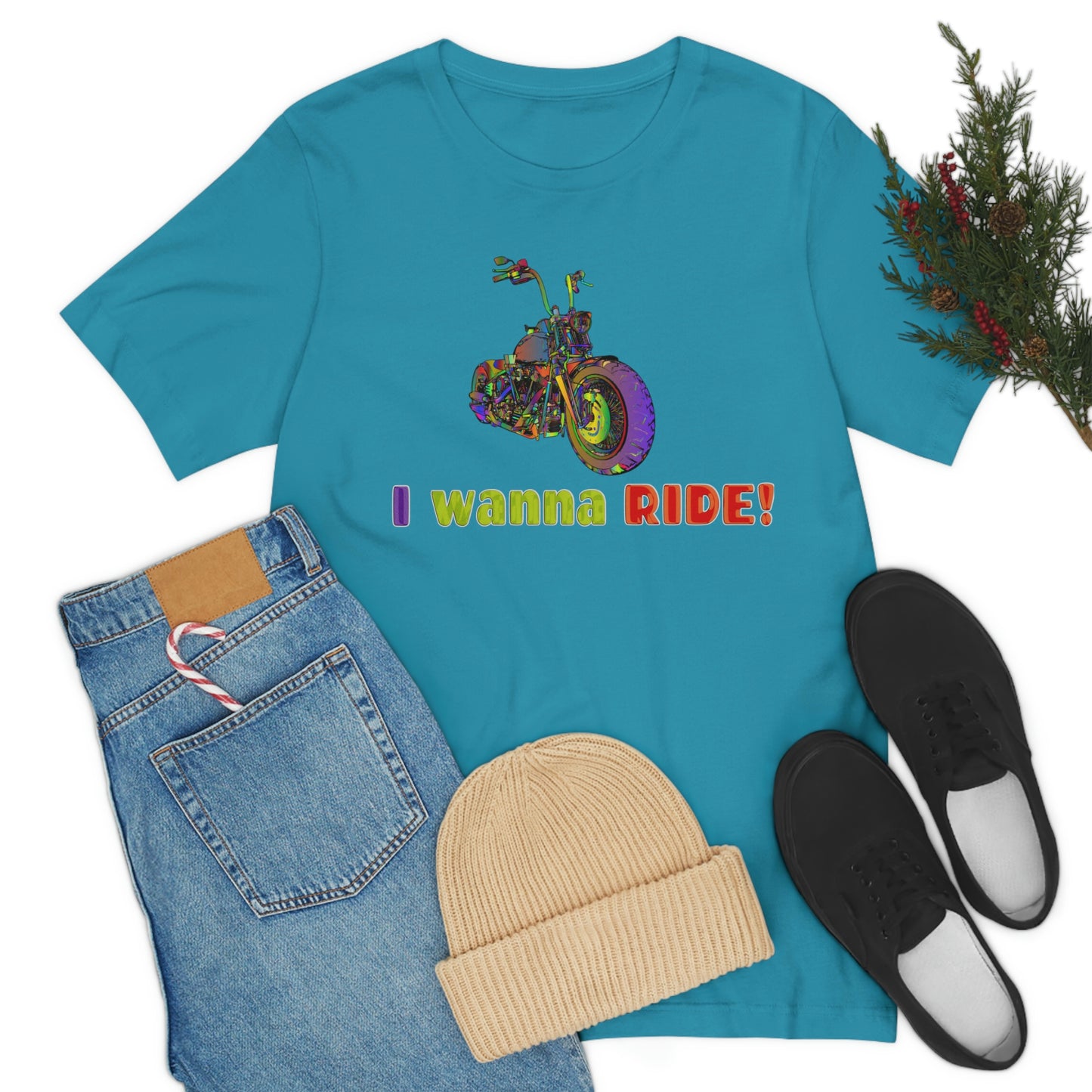 Short Sleeve T-Shirt - I wanna ride! Woman Biker Shirt, Harley T-shirt, Biker Gift, Motorcycle Rider Gift, Biker Tshirt, Riding