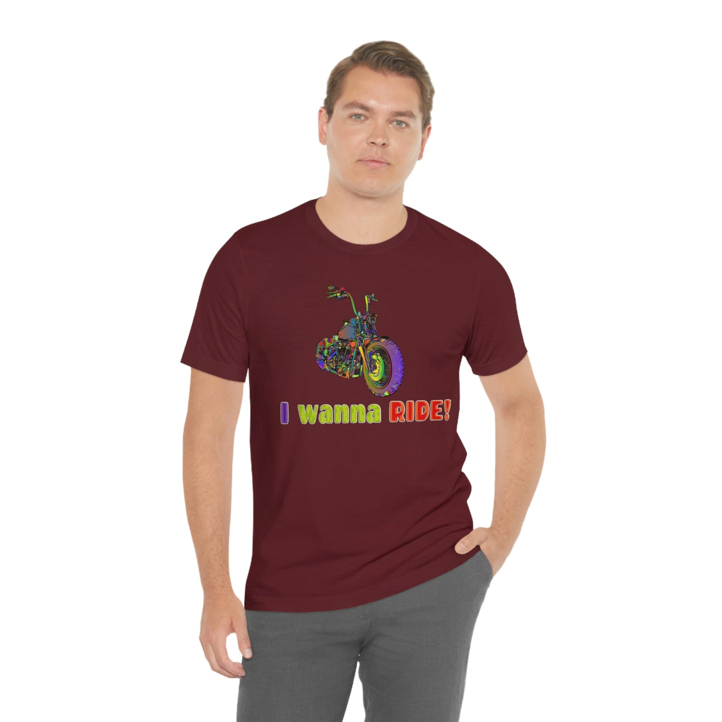 Short Sleeve T-Shirt - I wanna ride! Woman Biker Shirt, Harley T-shirt, Biker Gift, Motorcycle Rider Gift, Biker Tshirt, Riding