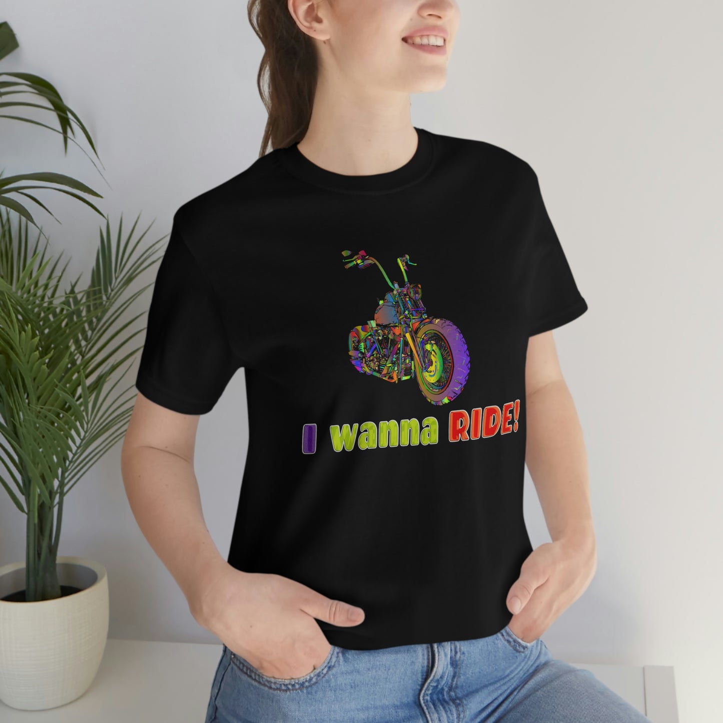 Short Sleeve T-Shirt - I wanna ride! Woman Biker Shirt, Harley T-shirt, Biker Gift, Motorcycle Rider Gift, Biker Tshirt, Riding