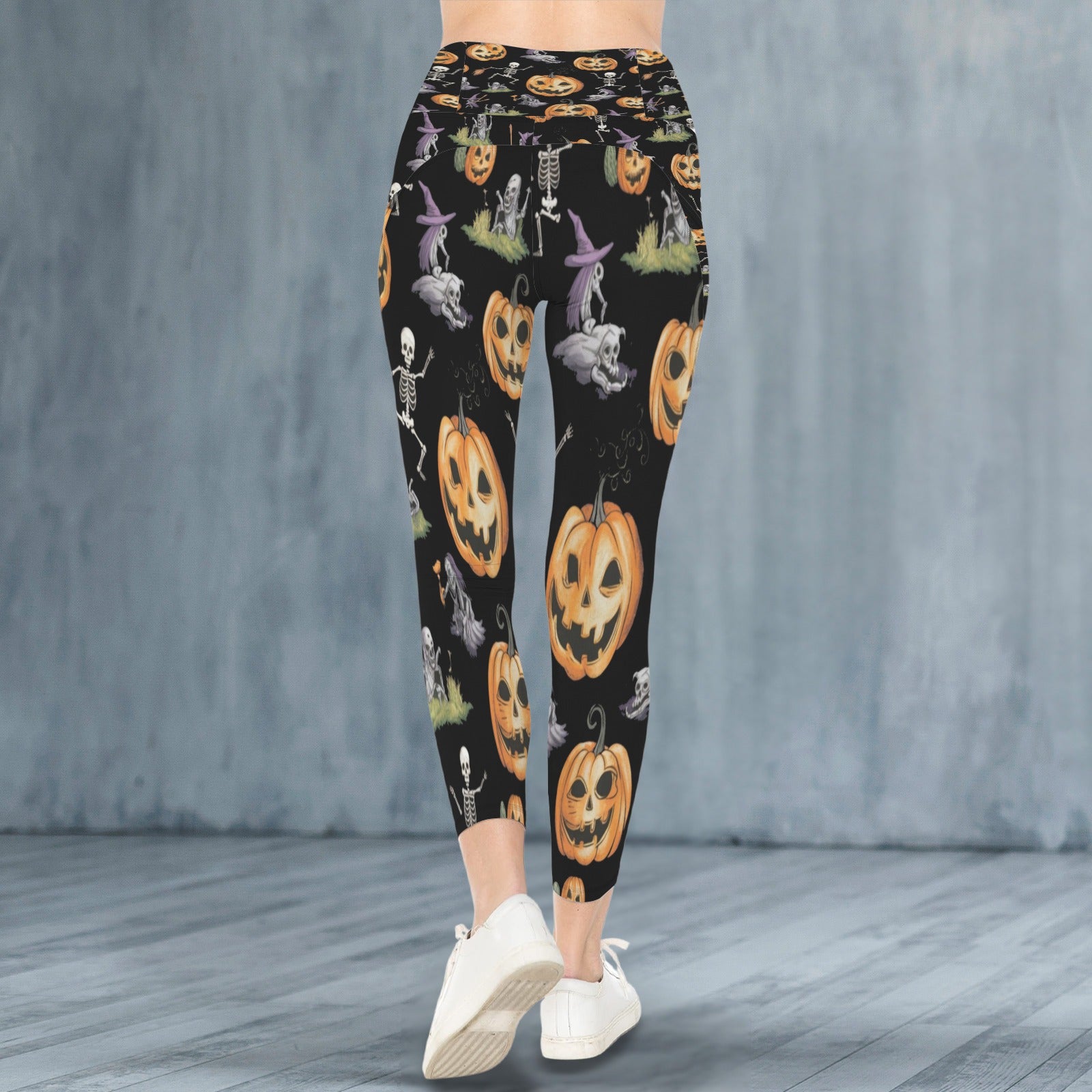 Halloween Pattern Leggings - Black