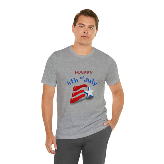 Fourth of July Short Sleeve T-Shirt - Happy 4th of July. Independence Day, Patriotic Fashion, Celebratory T-shirt, American Pride