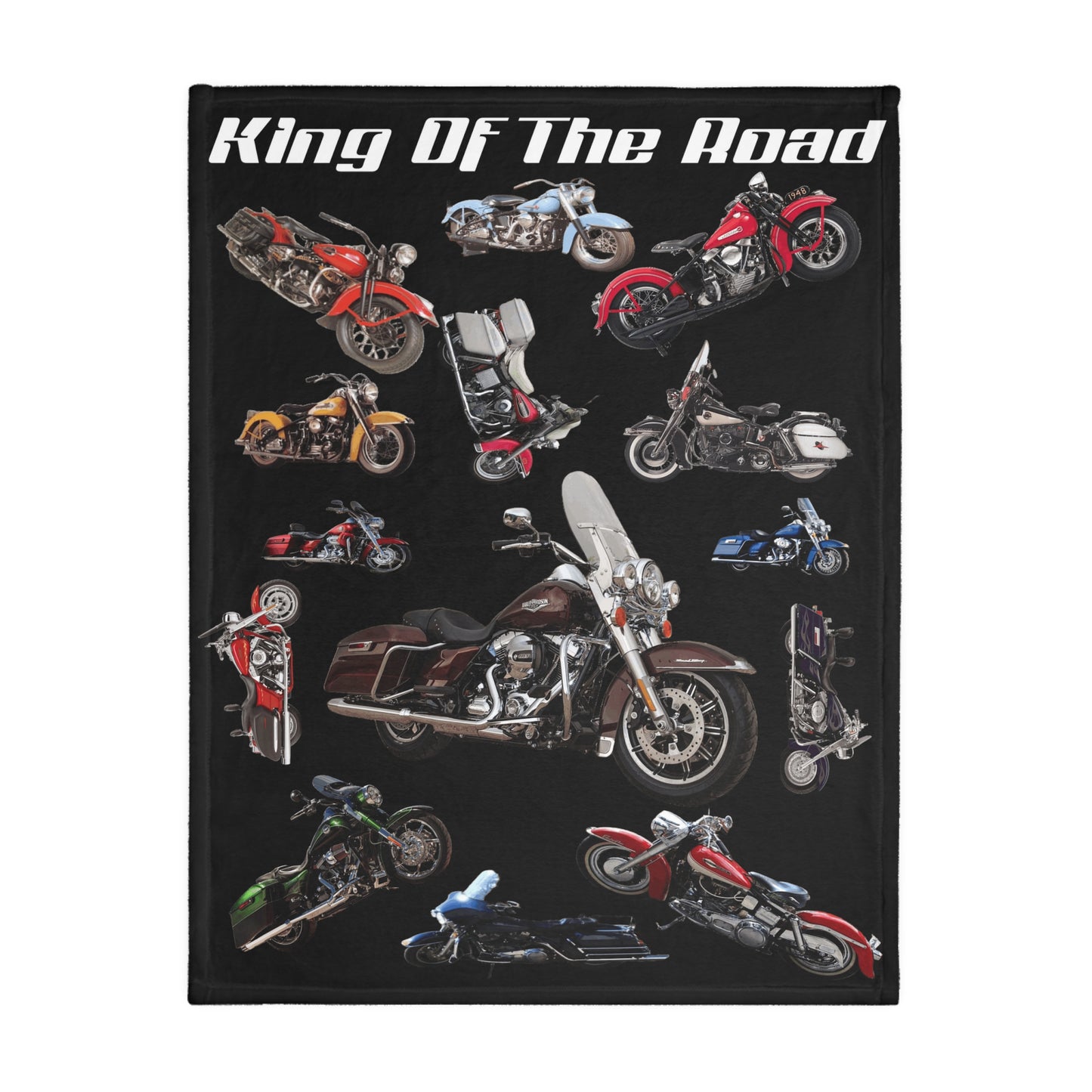 Harley Davidson Road King Blanket - King Of The Road Velveteen Minky Blanket Excellent Gift for the Biker