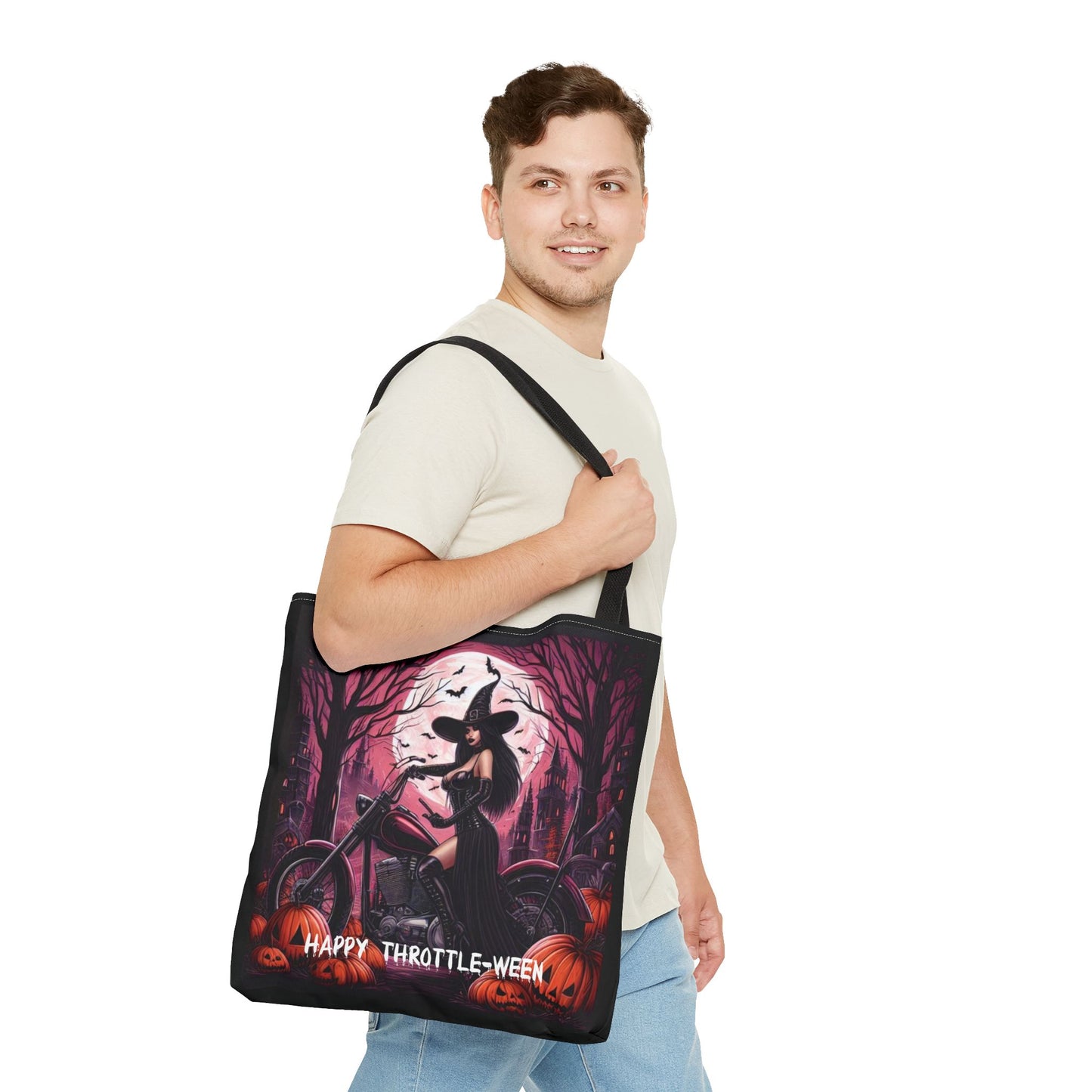 Enchanted Halloween Witch Reusable Tote Bag - Ride into Spooky Style!