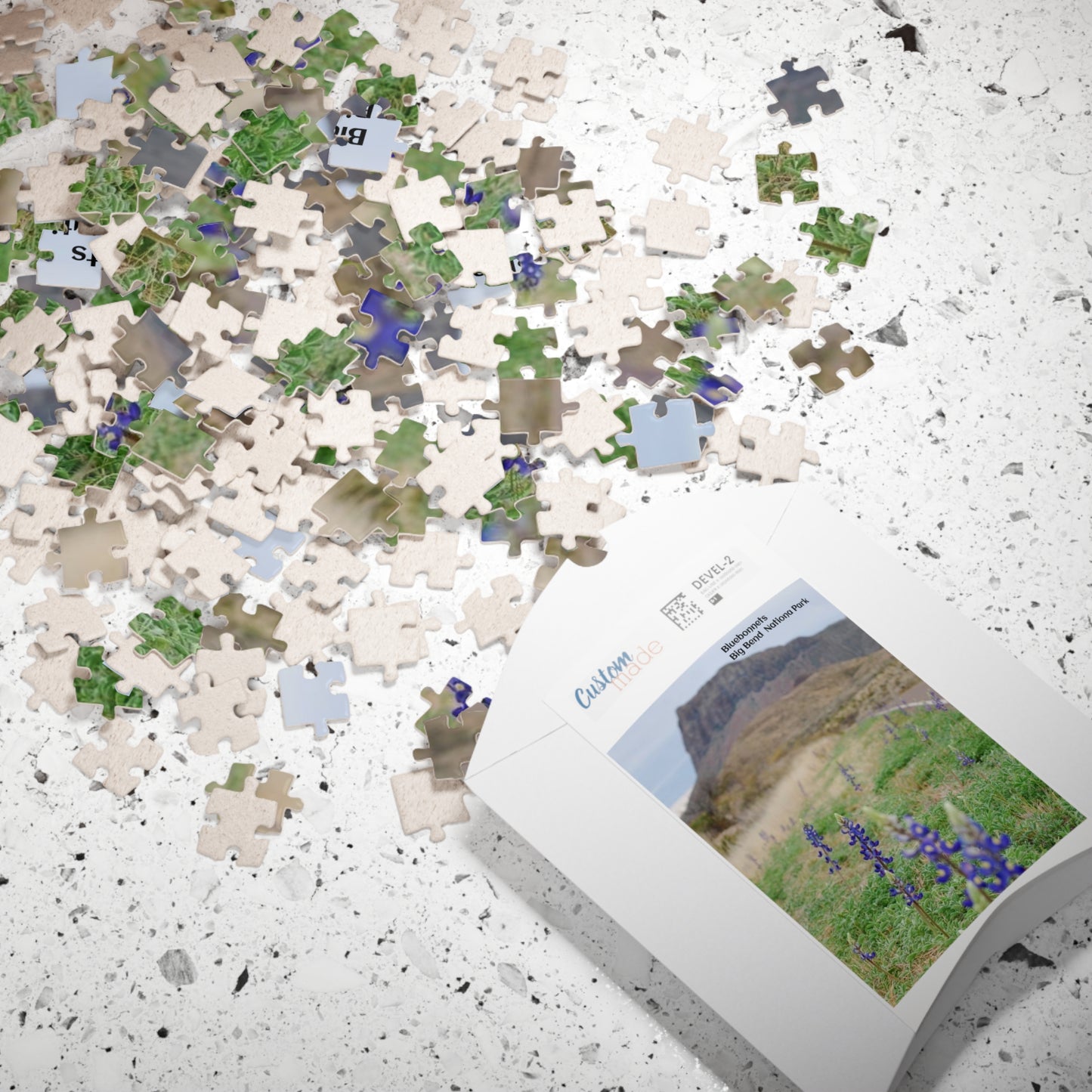 Puzzle US National Parks Series, Big Bend National, Texas Bluebonnets 110, 252, 520,  Pieces Unique Jigsaw Family Adults landscape