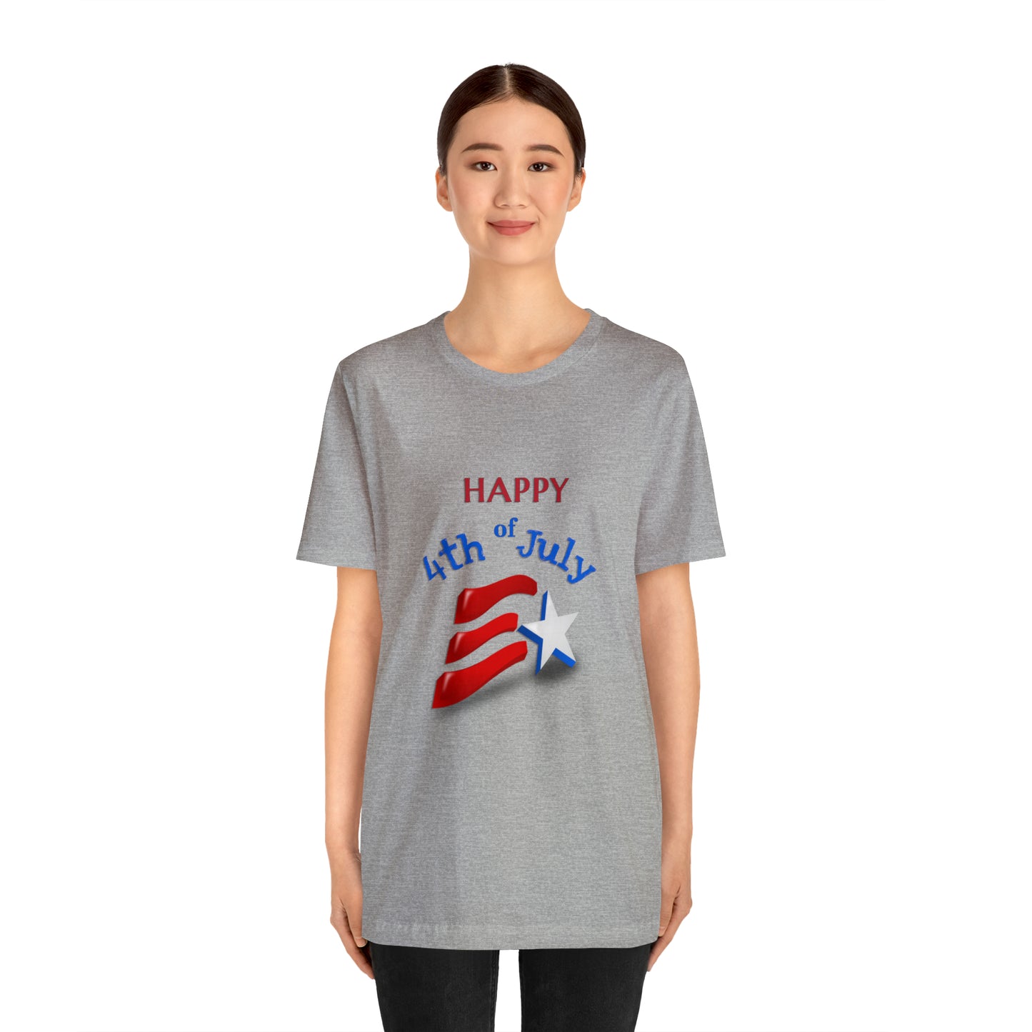 Fourth of July Short Sleeve T-Shirt - Happy 4th of July. Independence Day, Patriotic Fashion, Celebratory T-shirt, American Pride