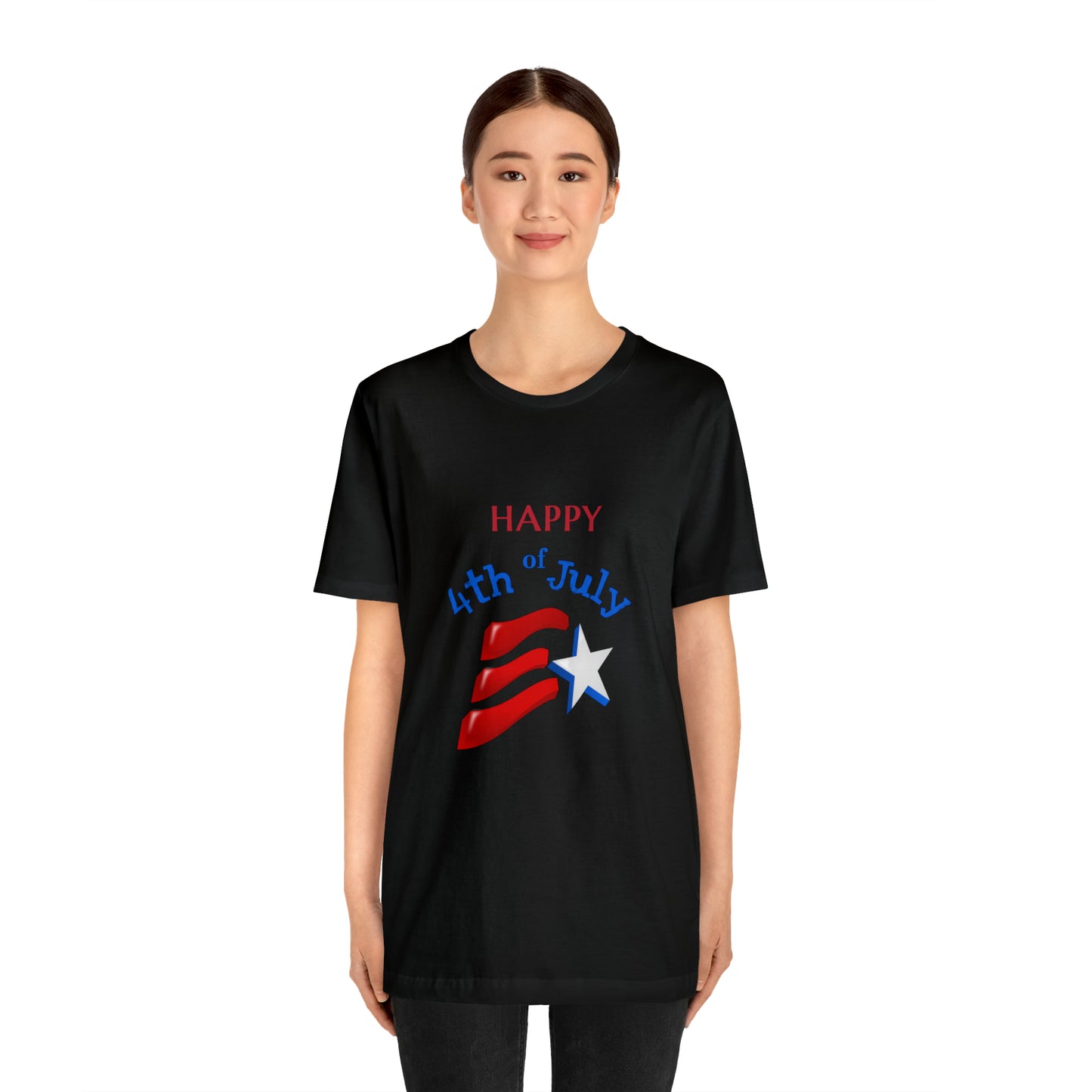 Fourth of July Short Sleeve T-Shirt - Happy 4th of July. Independence Day, Patriotic Fashion, Celebratory T-shirt, American Pride