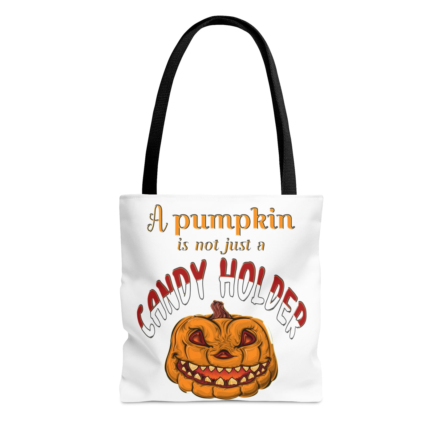 Halloween AOP Tote Bag - A pumpkin is not just a candy holder. Candy Bag for Halloween, Fall Season, Reusable Bag, Grocery Bag