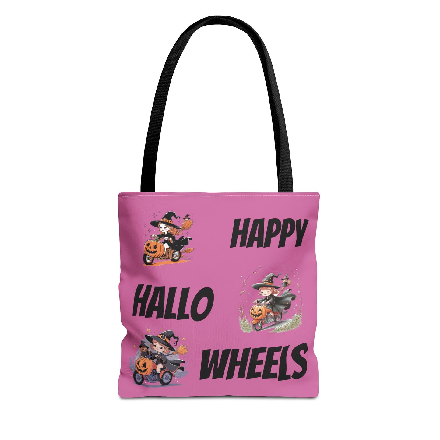 Happy Hallo Wheels Trick or Treat Tote: Spooky, Stylish, and Sustainable with Halloween Biker Girls Design – Perfect for Festive Fun and Daily Use!