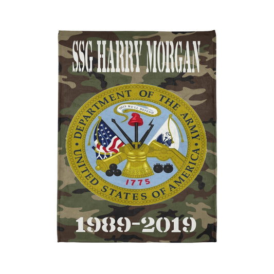 Personalized Army Camo Comfort Tactical Woodland Bliss Fleece Blanket. Your Cozy Woobie Retreat With Name Rank and Dates of Service Veteran Gift.