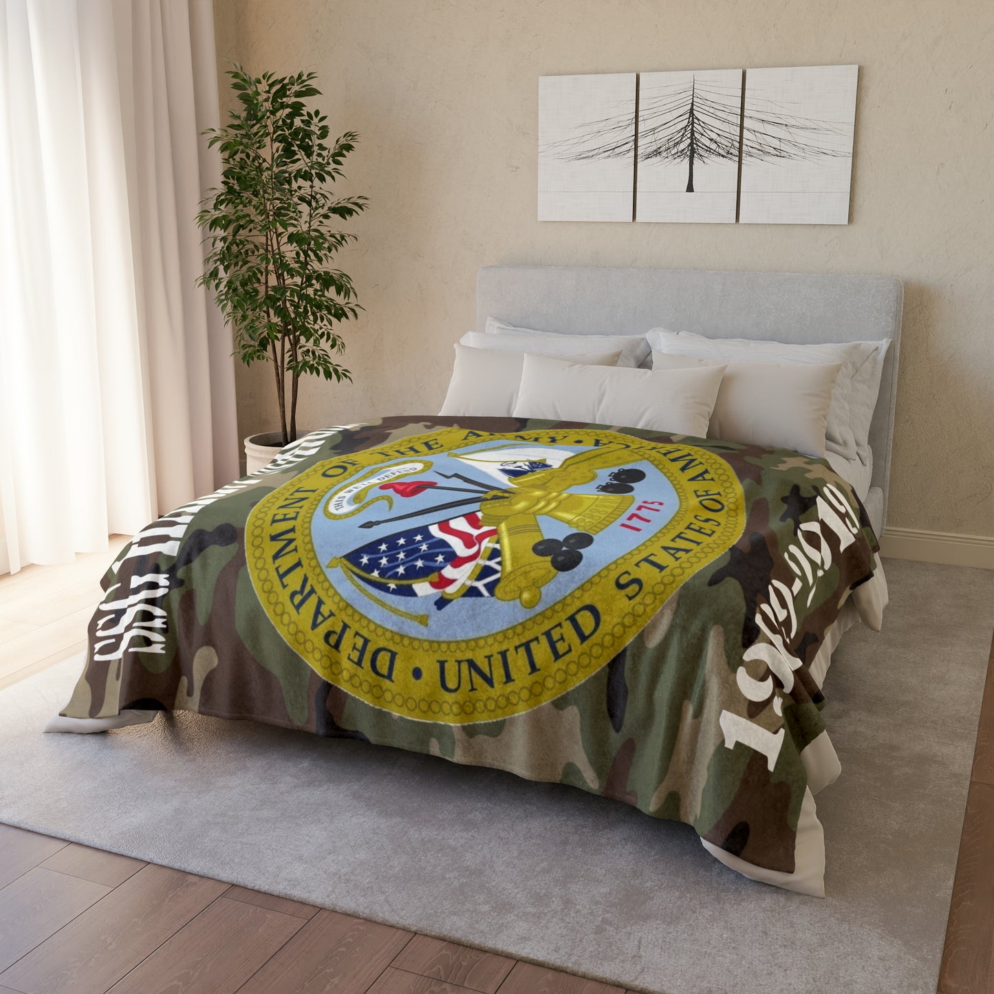 Personalized Army Camo Comfort Tactical Woodland Bliss Fleece Blanket. Your Cozy Woobie Retreat With Name Rank and Dates of Service Veteran Gift.