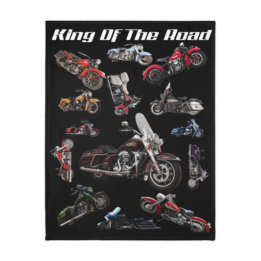 Harley Davidson Road King Blanket - King Of The Road Velveteen Minky Blanket Excellent Gift for the Biker