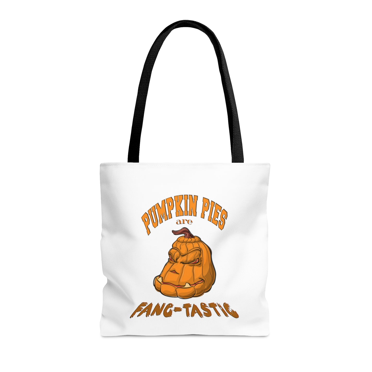 Halloween Large AOP Tote Bag - Pumpkin pies are fang-tastic. - Halloween Treat Pumpkin Bag - Pumpkin Tote Bag