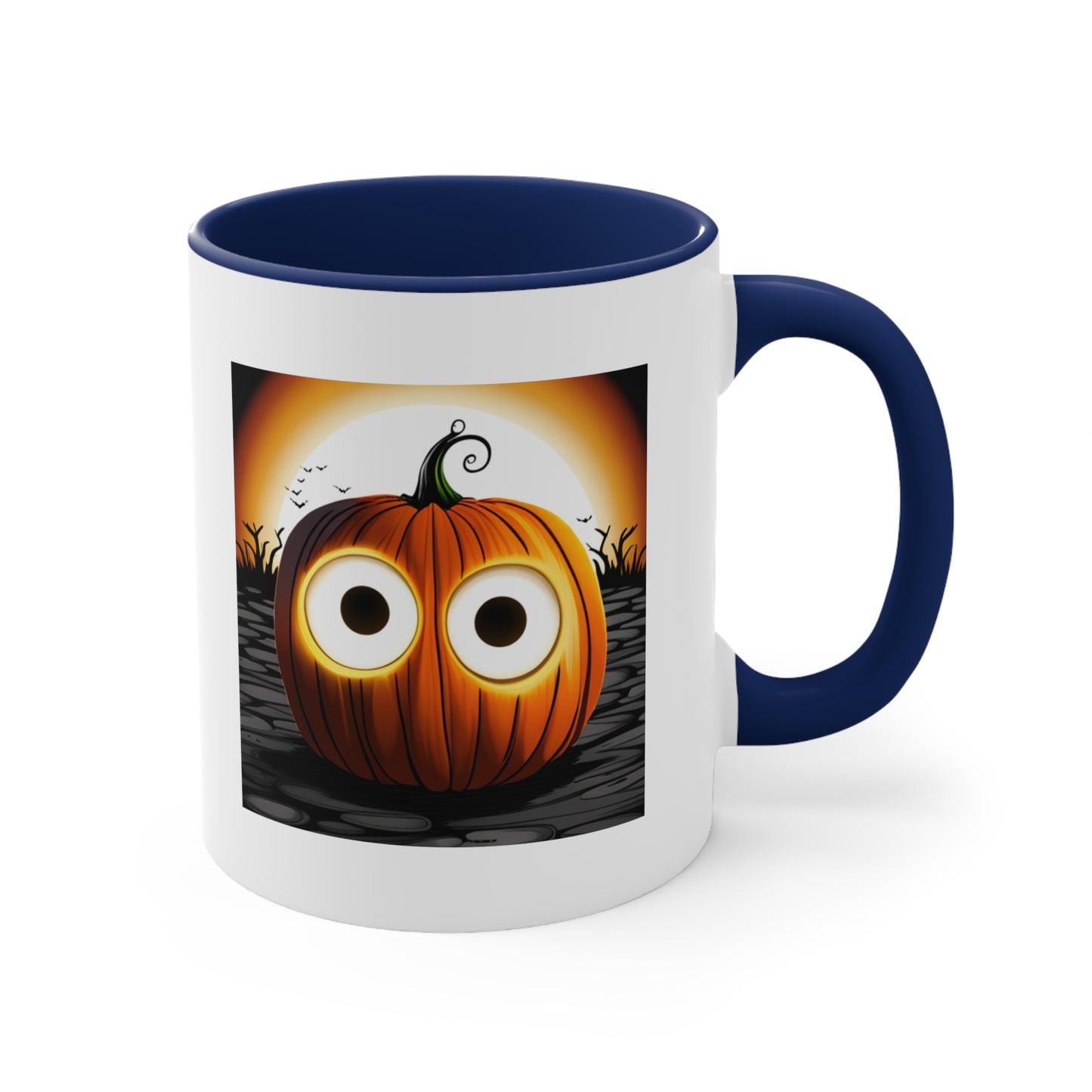 Halloween Coffee Mug - Pumpkin with Big Glowing Eyes. Spooky Cup, Coffee Lover, Gift Ideas, Halloween Decor