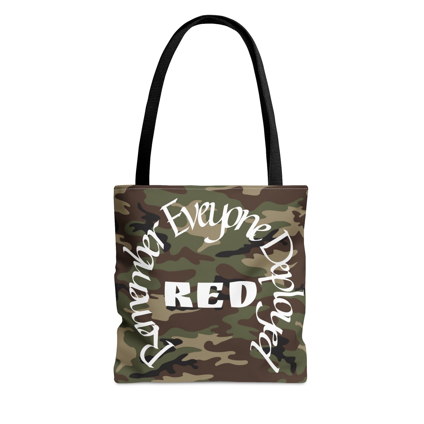 Remember Everyone Deployed Reusable Woodland Tote Bag US Army Deployment Navy Marines Coast Guard Eco Friendly