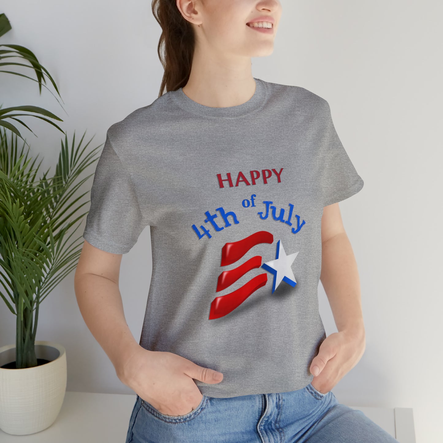 Fourth of July Short Sleeve T-Shirt - Happy 4th of July. Independence Day, Patriotic Fashion, Celebratory T-shirt, American Pride