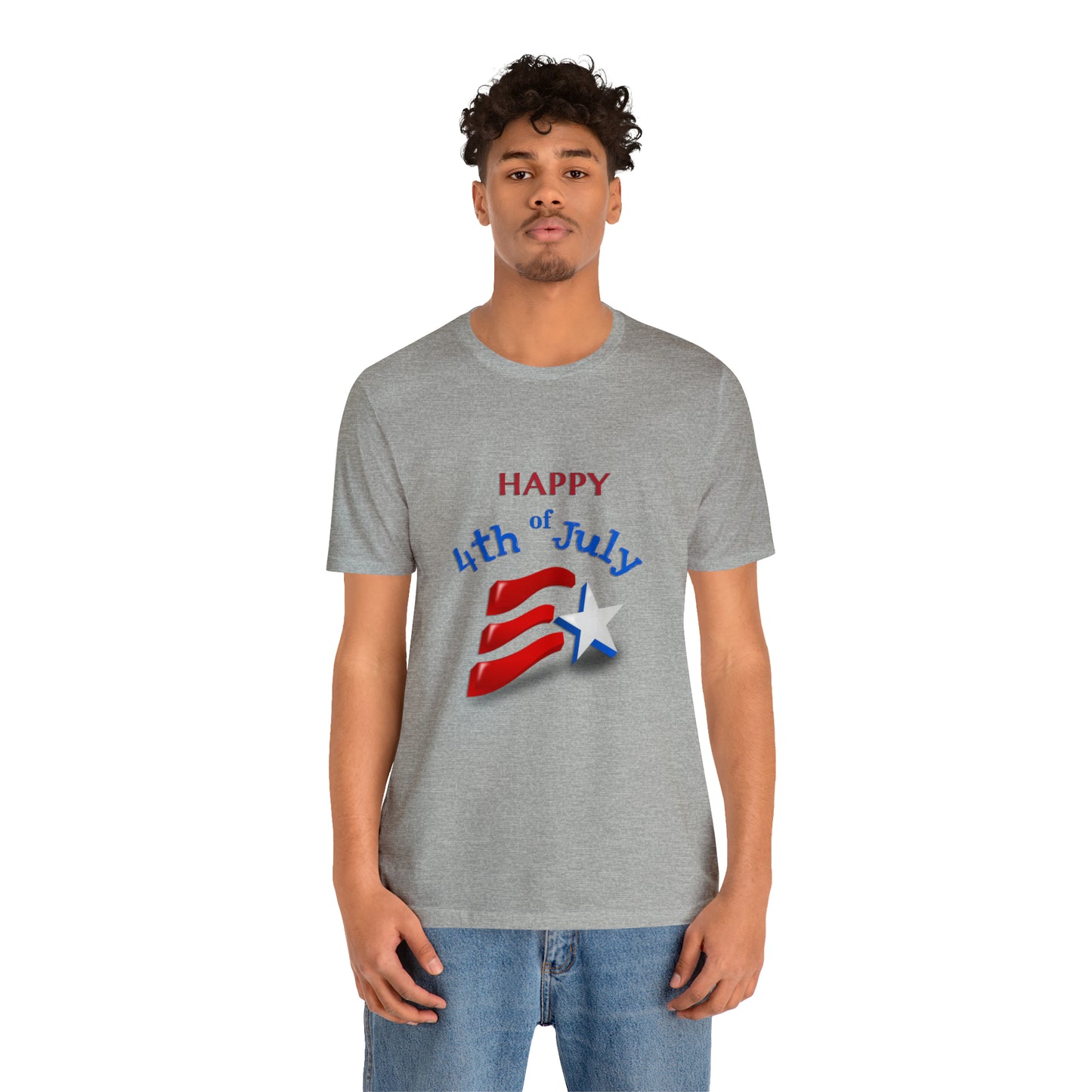 Fourth of July Short Sleeve T-Shirt - Happy 4th of July. Independence Day, Patriotic Fashion, Celebratory T-shirt, American Pride