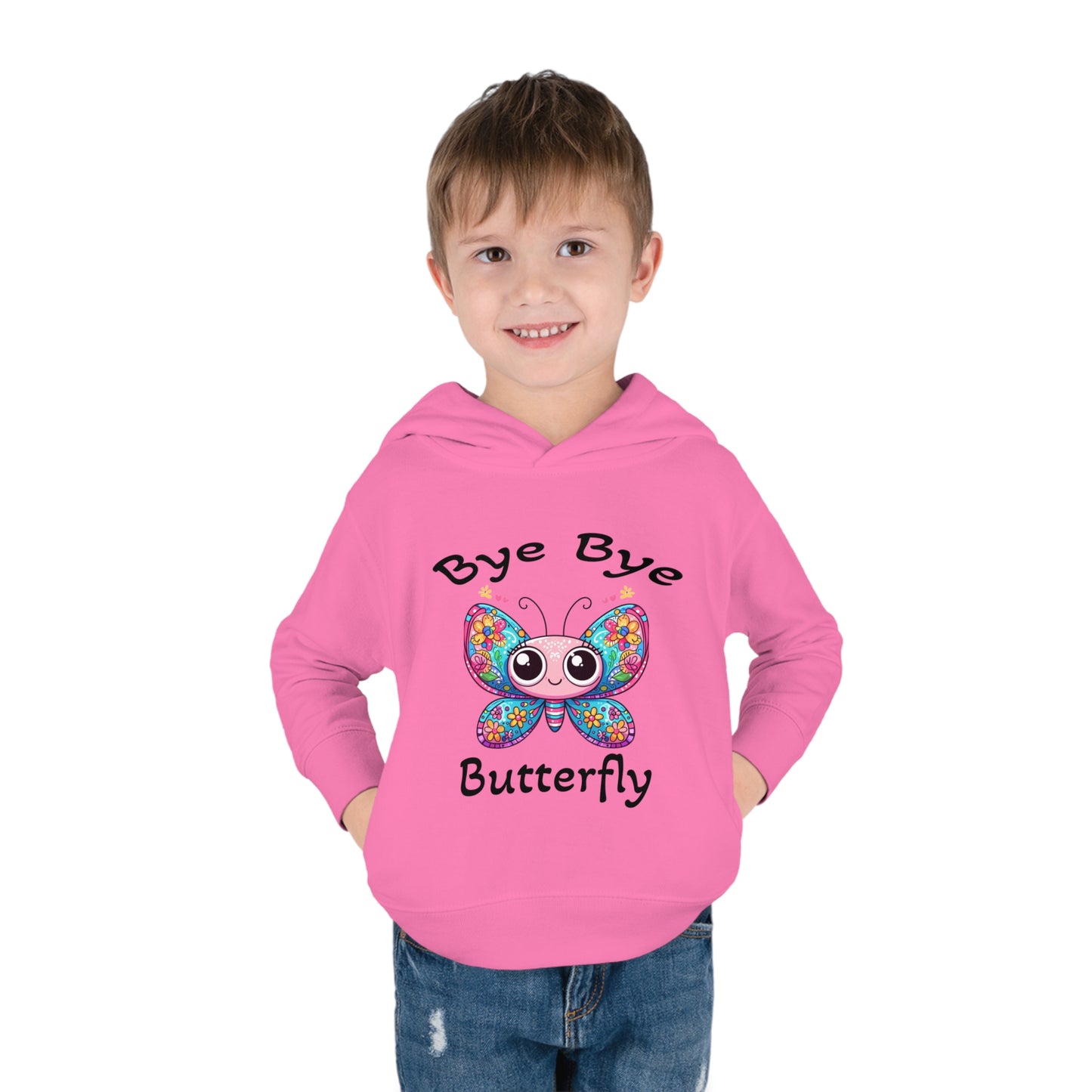 Fun Cute Toddler Hoodie with Cartoonish Butterfly Design, Perfect for Playtime Adventures! Stylish Sweet Grandchild Gift Warm Butterfly