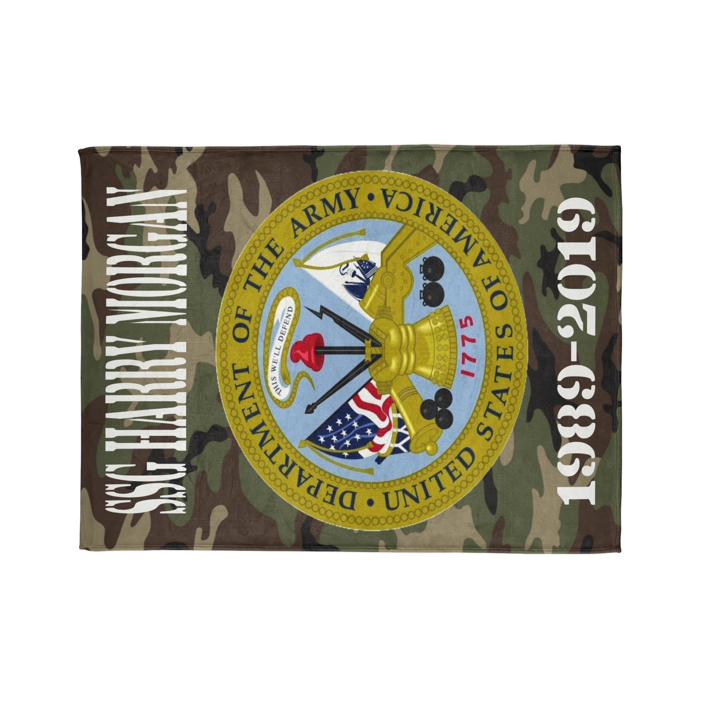 Personalized Army Camo Comfort Tactical Woodland Bliss Fleece Blanket. Your Cozy Woobie Retreat With Name Rank and Dates of Service Veteran Gift.