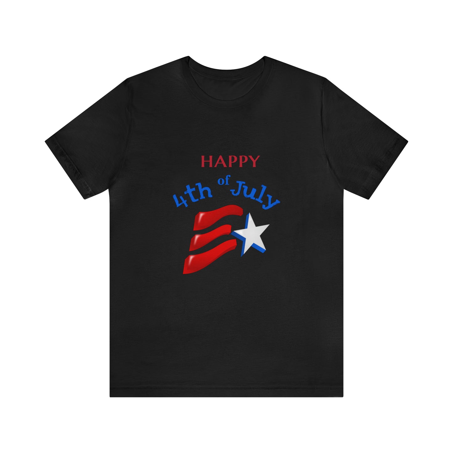 Fourth of July Short Sleeve T-Shirt - Happy 4th of July. Independence Day, Patriotic Fashion, Celebratory T-shirt, American Pride