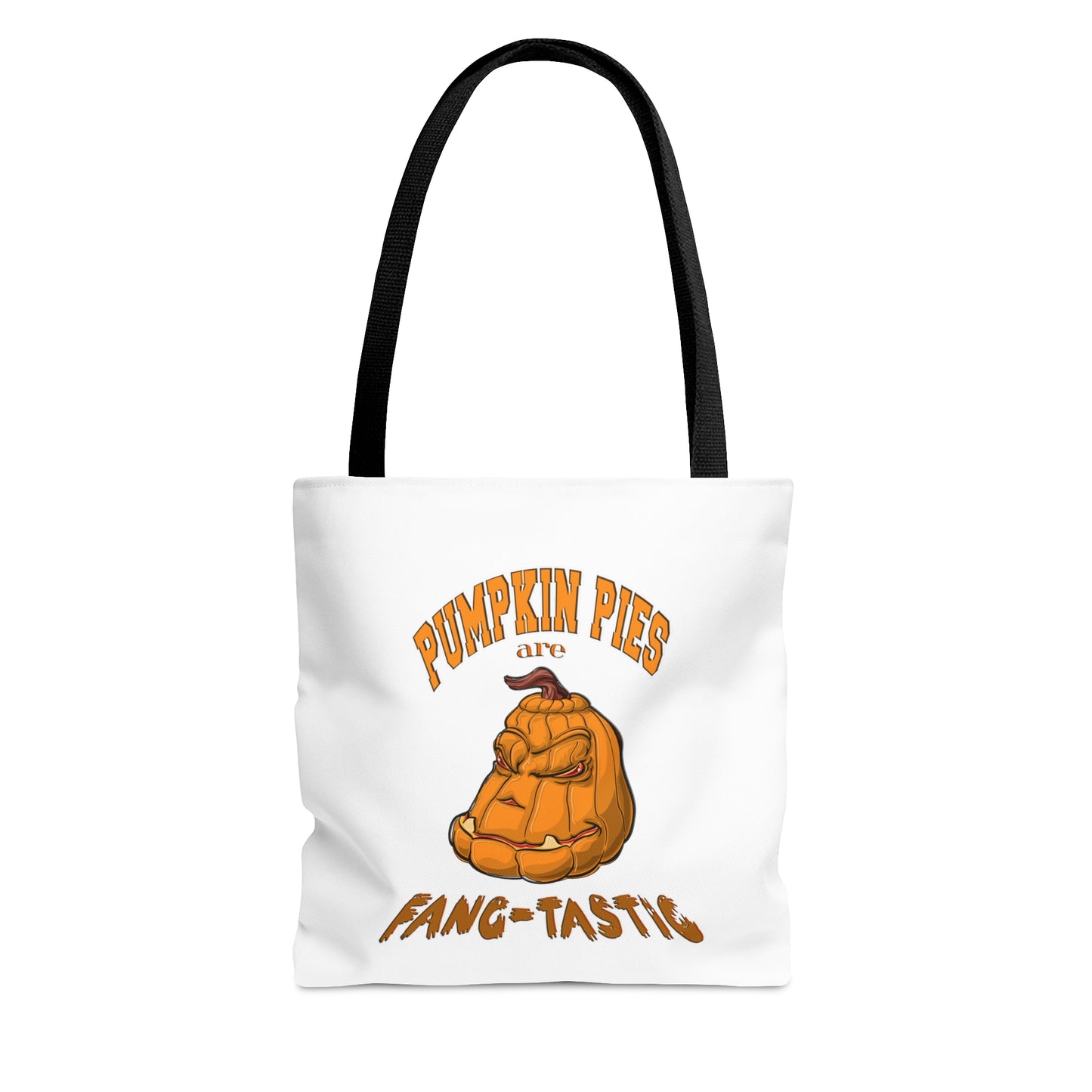 Halloween Large AOP Tote Bag - Pumpkin pies are fang-tastic. - Halloween Treat Pumpkin Bag - Pumpkin Tote Bag