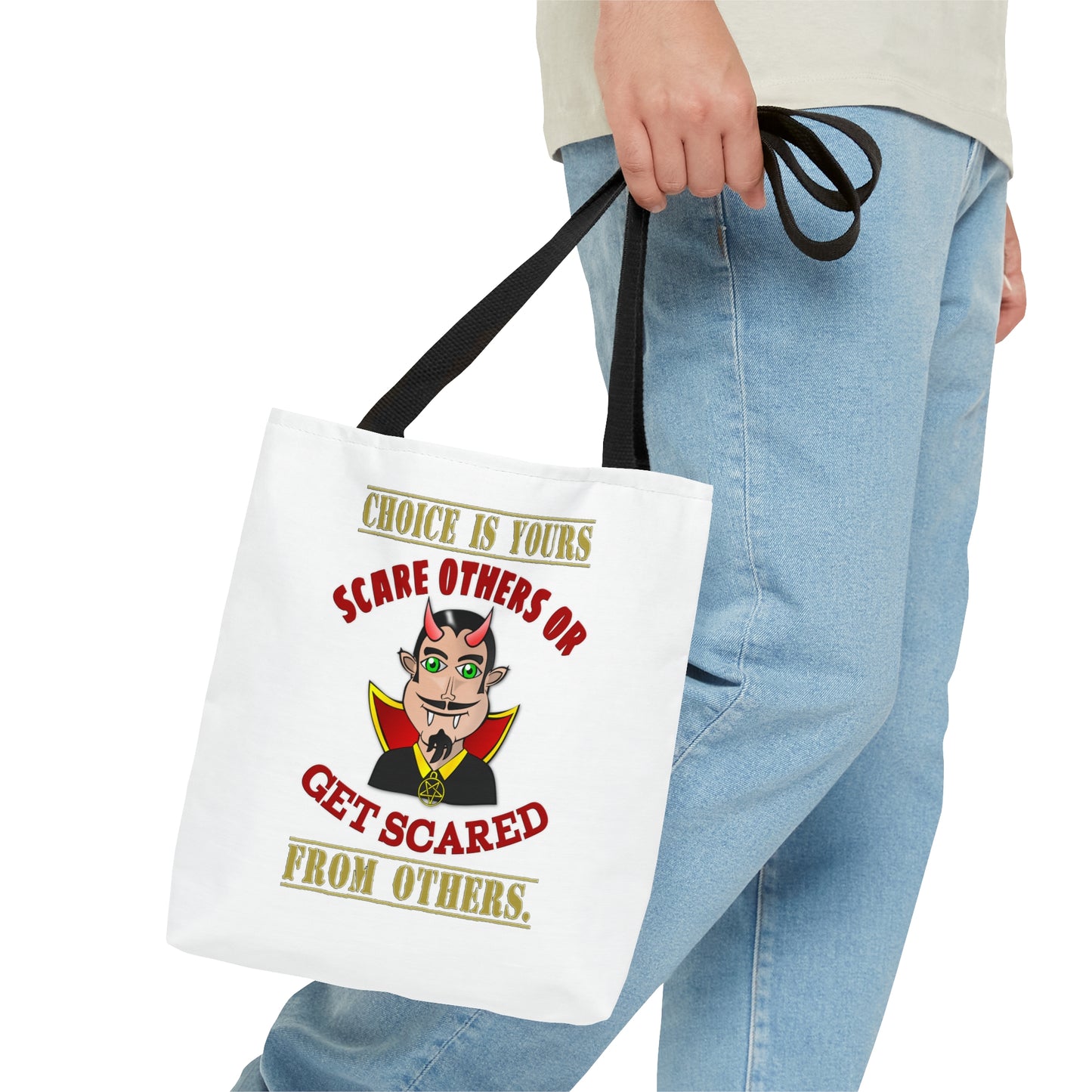 Halloween Large AOP Tote Bag - Choice is yours, scare others or get scared from others. - Harvest Bag - Trick or Treat - Personalized Bag