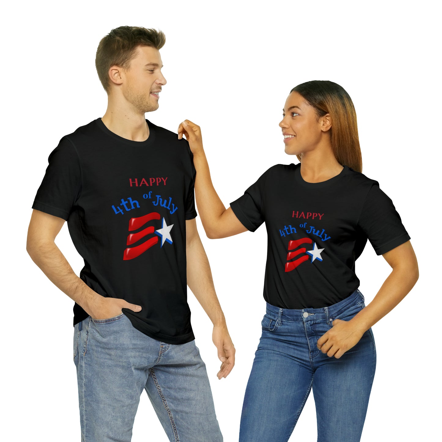 Fourth of July Short Sleeve T-Shirt - Happy 4th of July. Independence Day, Patriotic Fashion, Celebratory T-shirt, American Pride