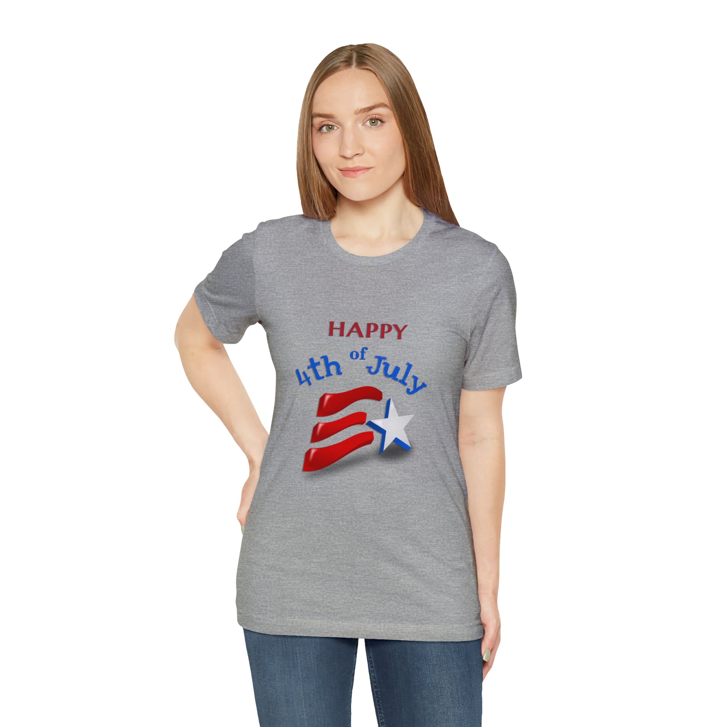 Fourth of July Short Sleeve T-Shirt - Happy 4th of July. Independence Day, Patriotic Fashion, Celebratory T-shirt, American Pride