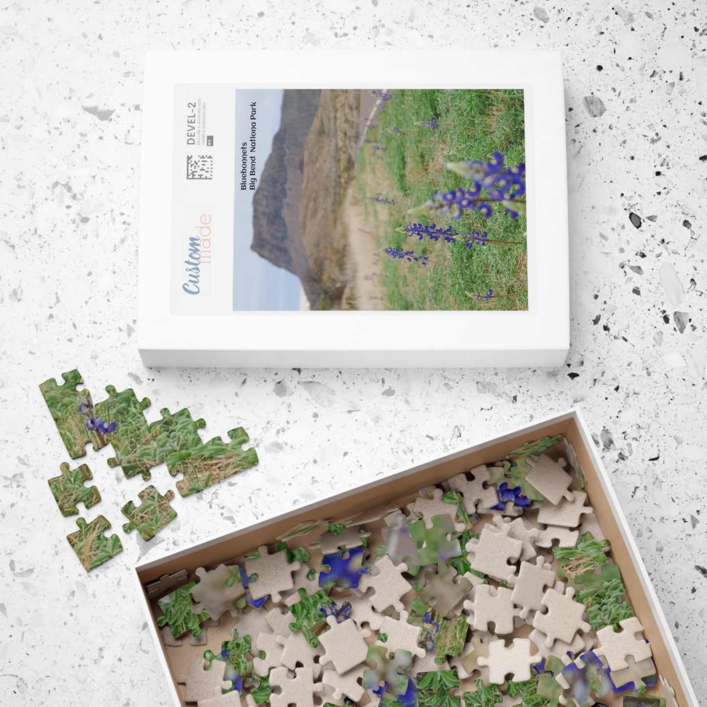 Puzzle US National Parks Series, Big Bend National, Texas Bluebonnets 110, 252, 520,  Pieces Unique Jigsaw Family Adults landscape