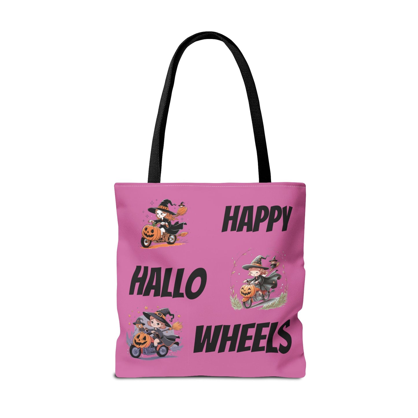 Happy Hallo Wheels Trick or Treat Tote: Spooky, Stylish, and Sustainable with Halloween Biker Girls Design – Perfect for Festive Fun and Daily Use!