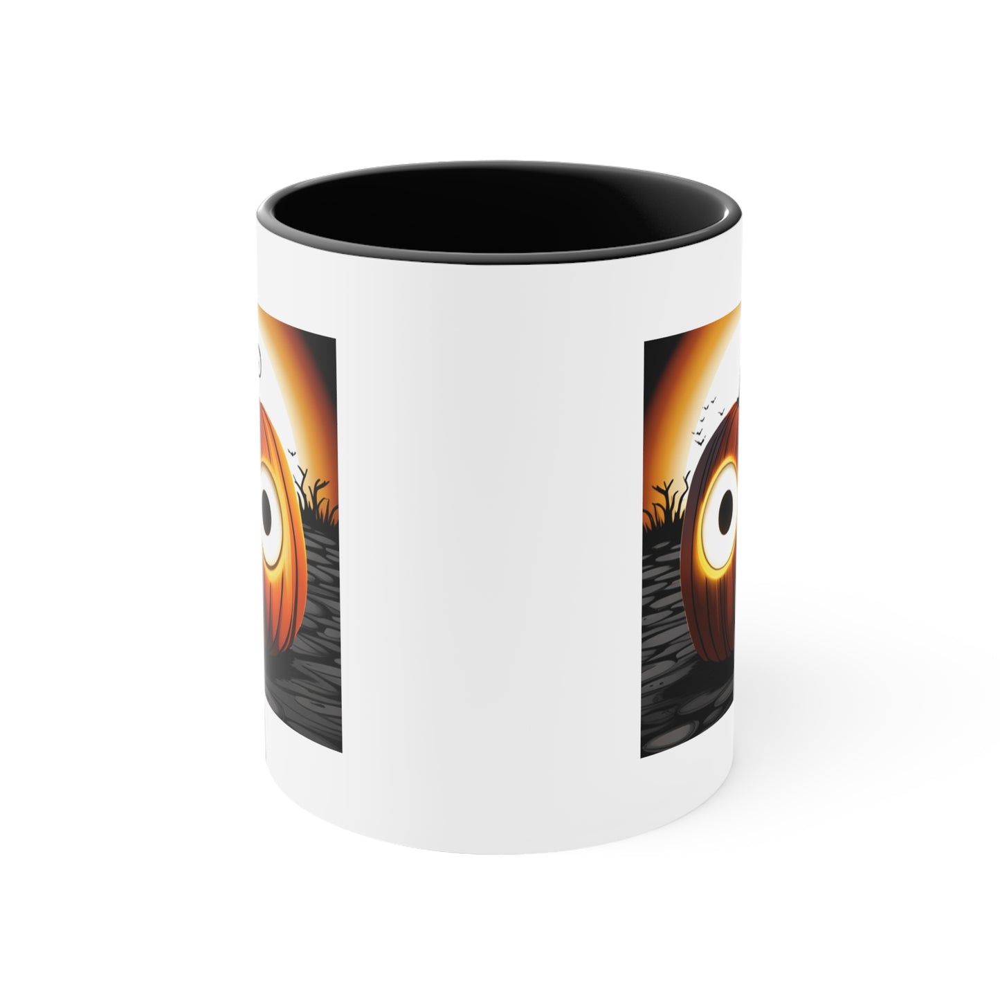 Halloween Coffee Mug - Pumpkin with Big Glowing Eyes. Spooky Cup, Coffee Lover, Gift Ideas, Halloween Decor