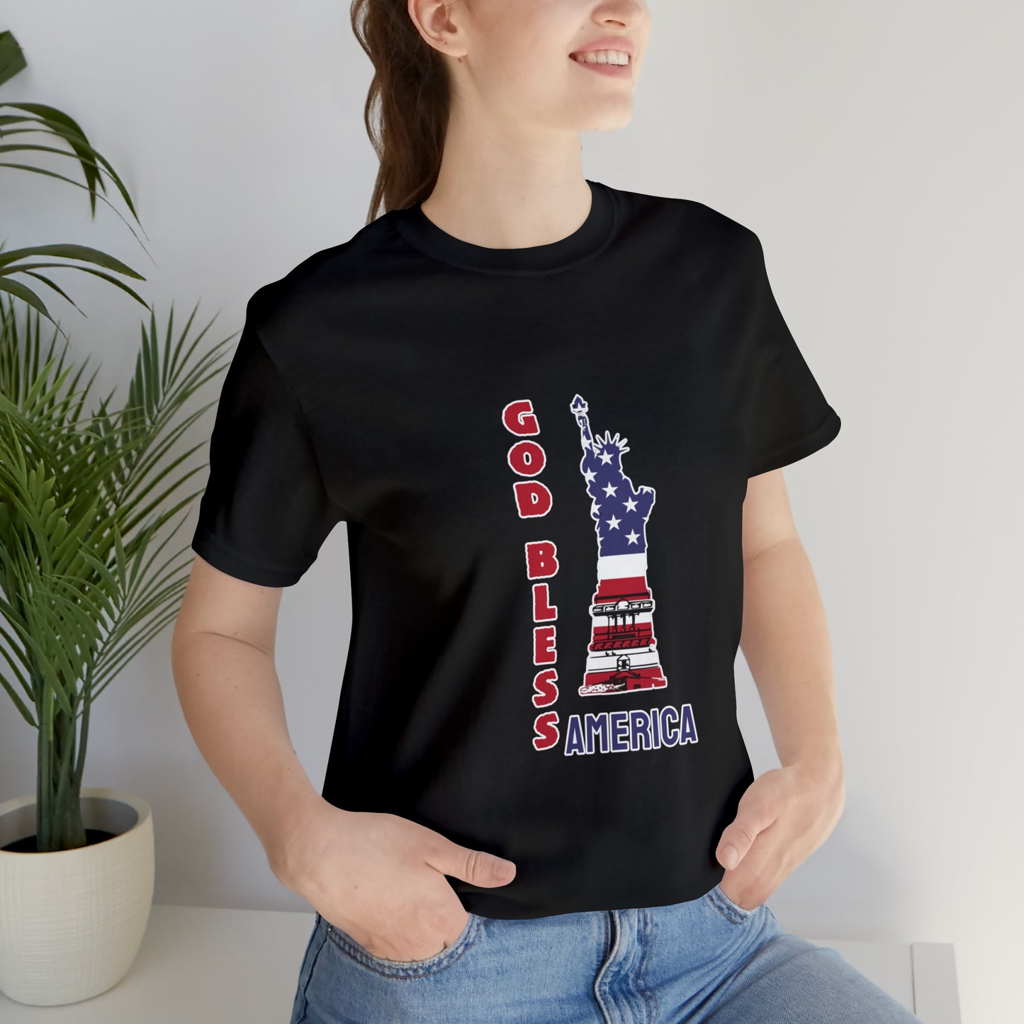 Fourth of July Short Sleeve T-Shirt - God Bless America. Independence Day, Patriotic Shirt, American Pride, Holiday Fashion