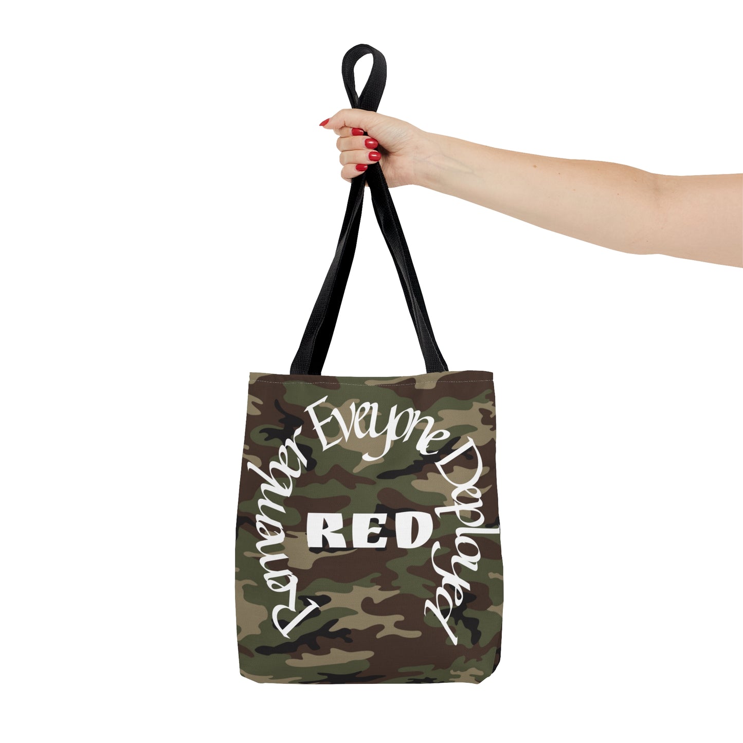 Remember Everyone Deployed Reusable Woodland Tote Bag US Army Deployment Navy Marines Coast Guard Eco Friendly