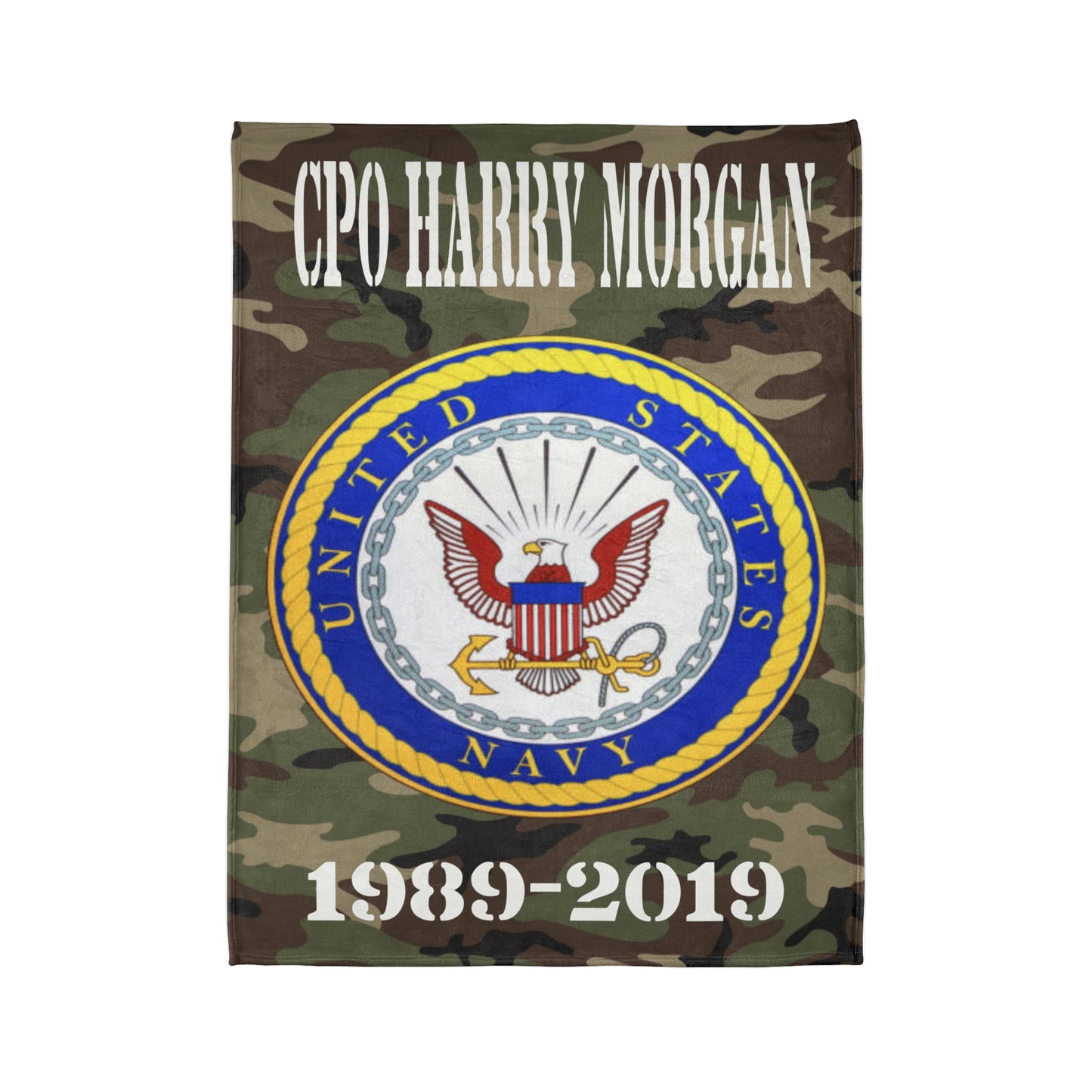 Personalized Navy Camo Comfort Tactical Woodland Bliss Fleece Blanket. Your Cozy Woobie Retreat With Name Rank and Dates of Service Veteran Gift.