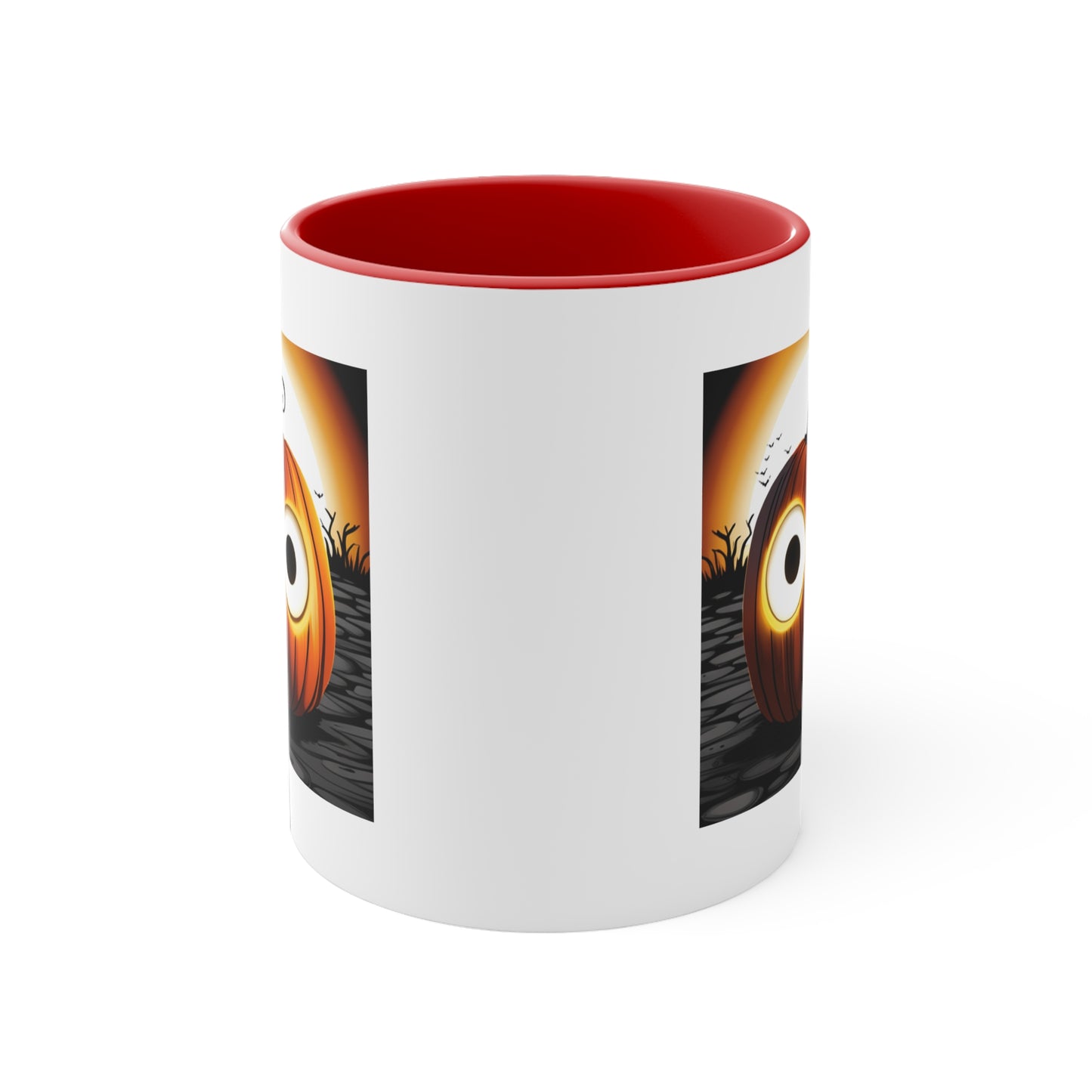 Halloween Coffee Mug - Pumpkin with Big Glowing Eyes. Spooky Cup, Coffee Lover, Gift Ideas, Halloween Decor