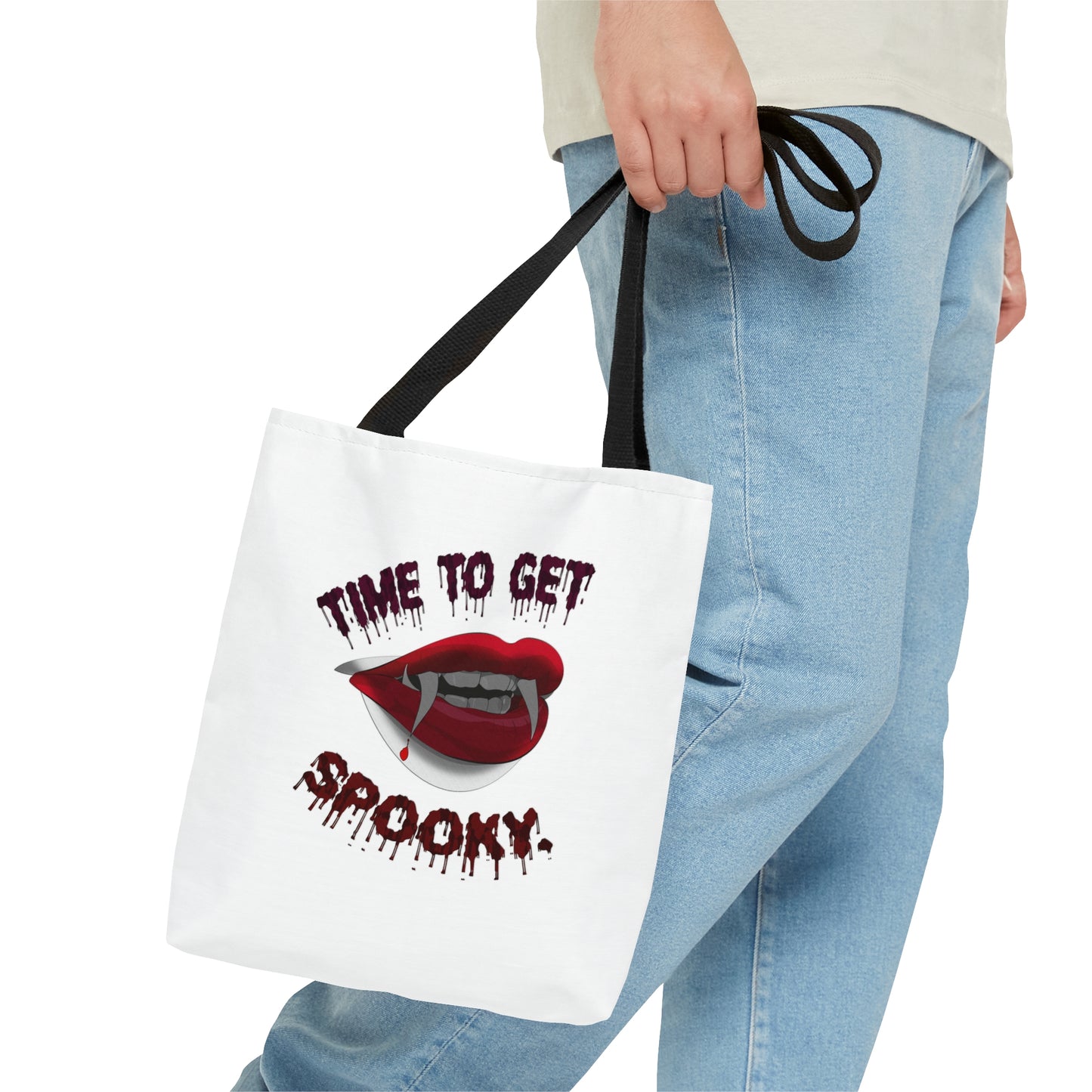 Halloween Large AOP Tote Bag - Time To Get Spooky. - Halloween Storage Tote - Gift Bag - Trick or Treat - Candy Bag - Halloween Treat Bags