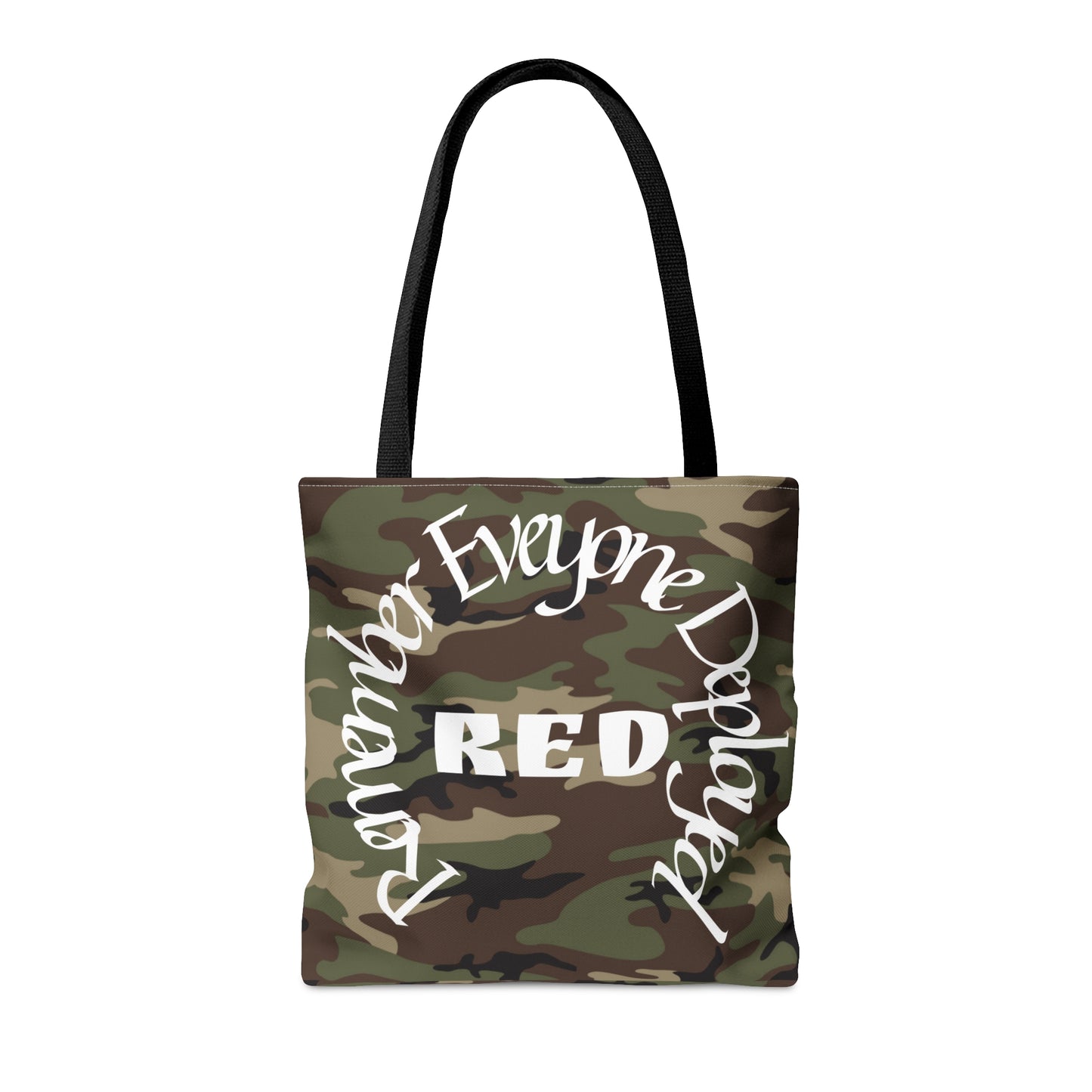 Remember Everyone Deployed Reusable Woodland Tote Bag US Army Deployment Navy Marines Coast Guard Eco Friendly