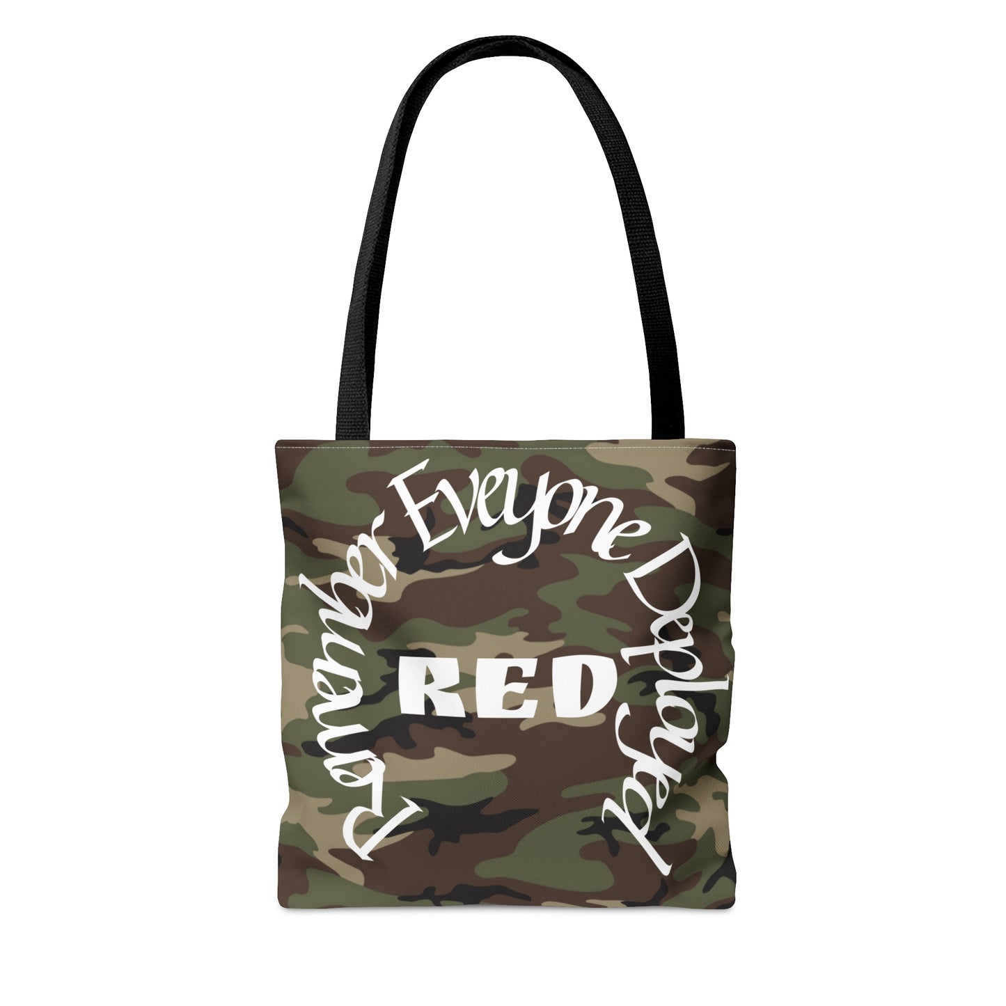 Remember Everyone Deployed Reusable Woodland Tote Bag US Army Deployment Navy Marines Coast Guard Eco Friendly