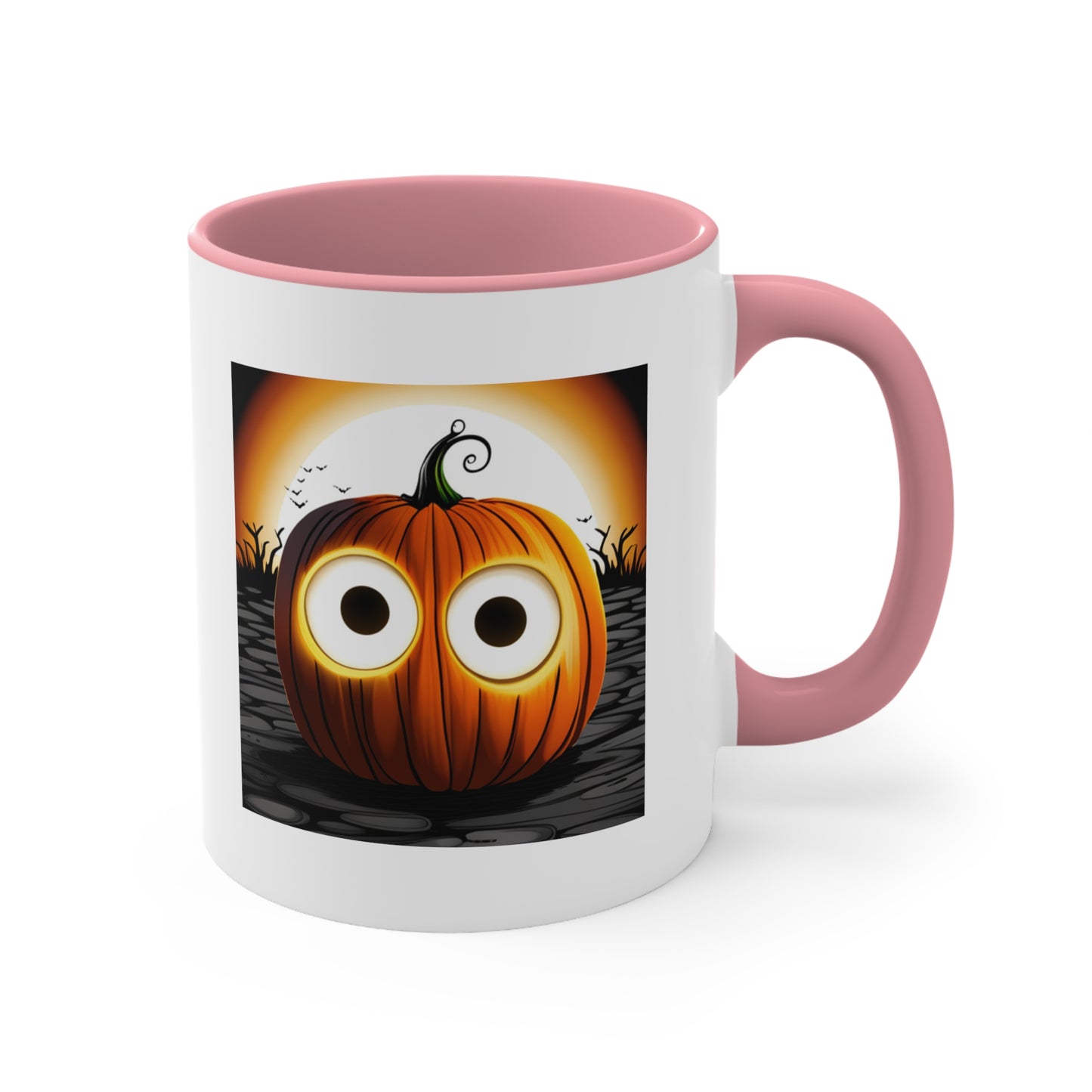 Halloween Coffee Mug - Pumpkin with Big Glowing Eyes. Spooky Cup, Coffee Lover, Gift Ideas, Halloween Decor