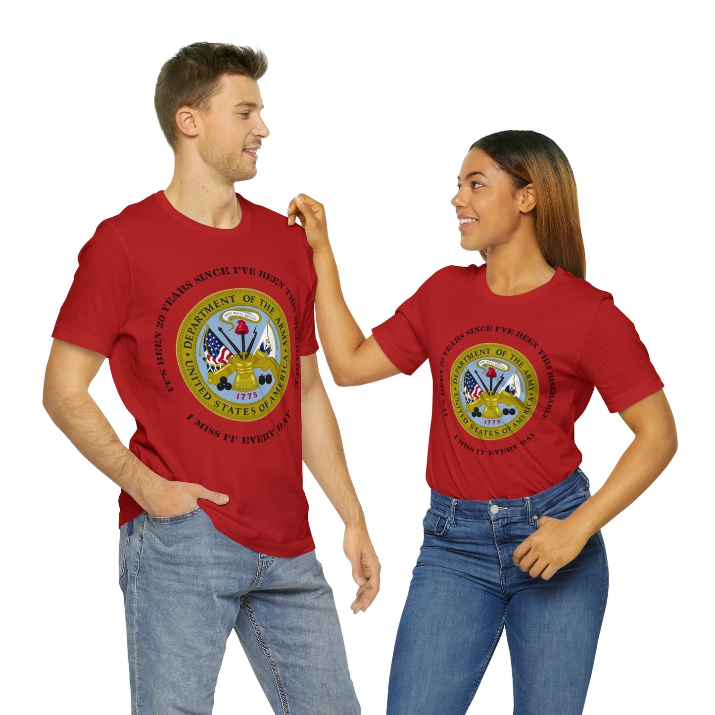 Personalized US Army Emblem T-shirt - 'It's Been [Customized Years] Since I've Been This Miserable. I miss It Every Day' - Military Veteran Gift