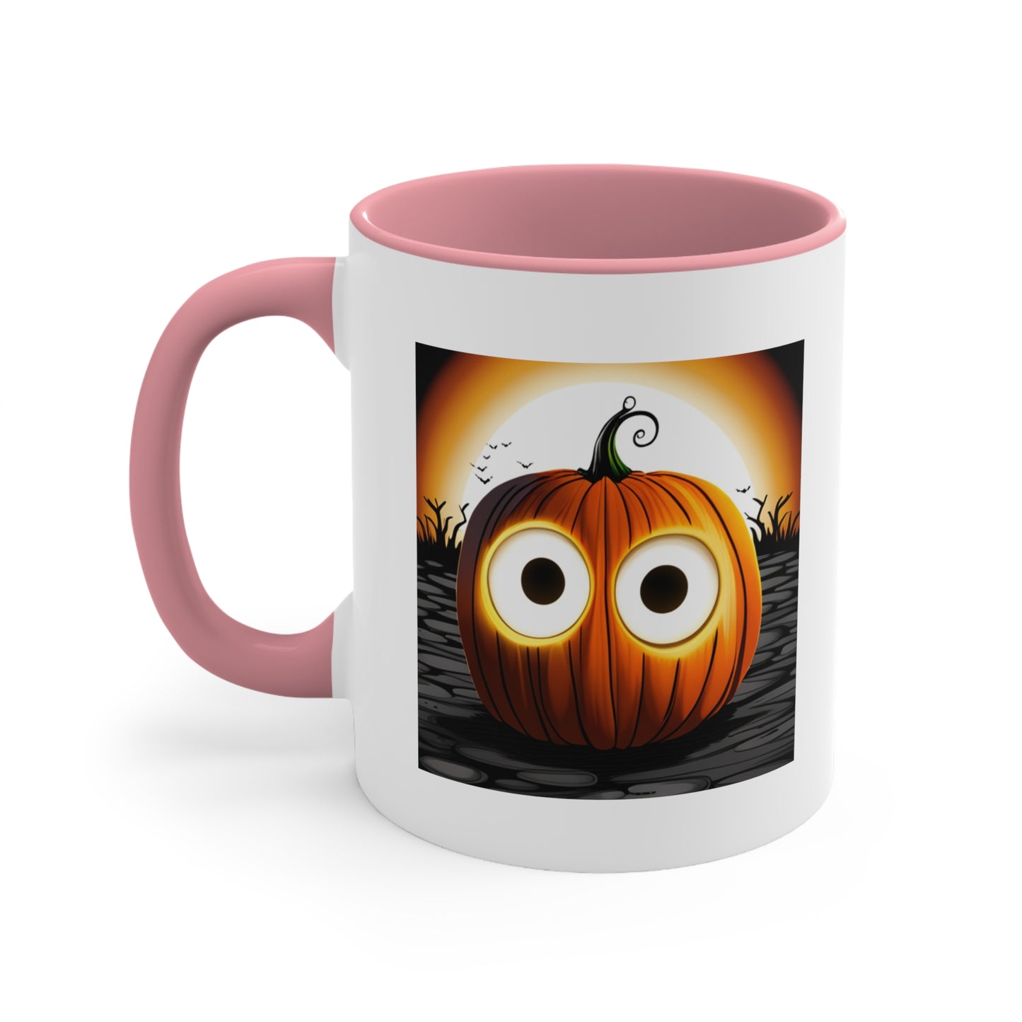 Halloween Coffee Mug - Pumpkin with Big Glowing Eyes. Spooky Cup, Coffee Lover, Gift Ideas, Halloween Decor