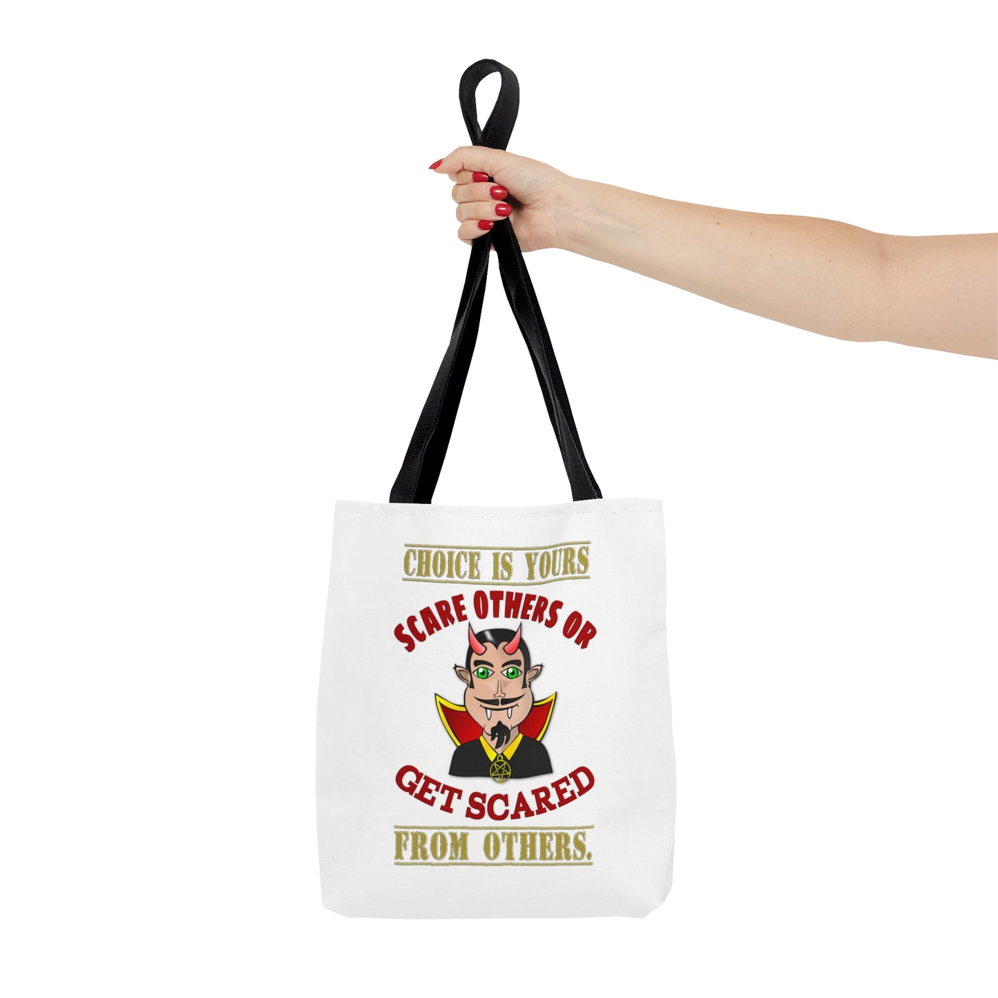 Halloween Large AOP Tote Bag - Choice is yours, scare others or get scared from others. - Harvest Bag - Trick or Treat - Personalized Bag