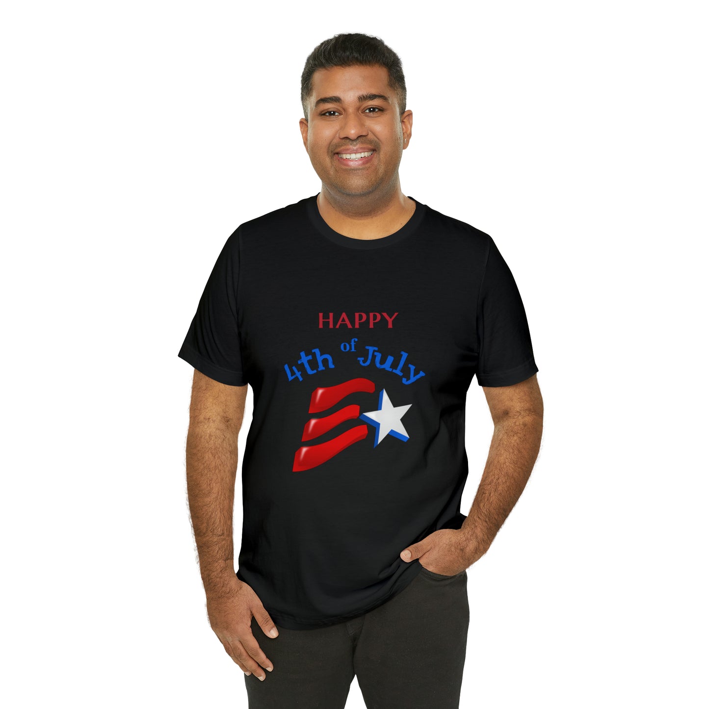 Fourth of July Short Sleeve T-Shirt - Happy 4th of July. Independence Day, Patriotic Fashion, Celebratory T-shirt, American Pride