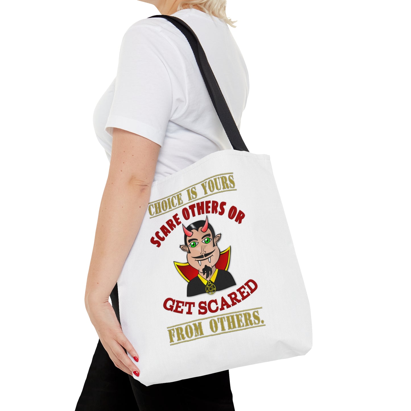 Halloween Large AOP Tote Bag - Choice is yours, scare others or get scared from others. - Harvest Bag - Trick or Treat - Personalized Bag