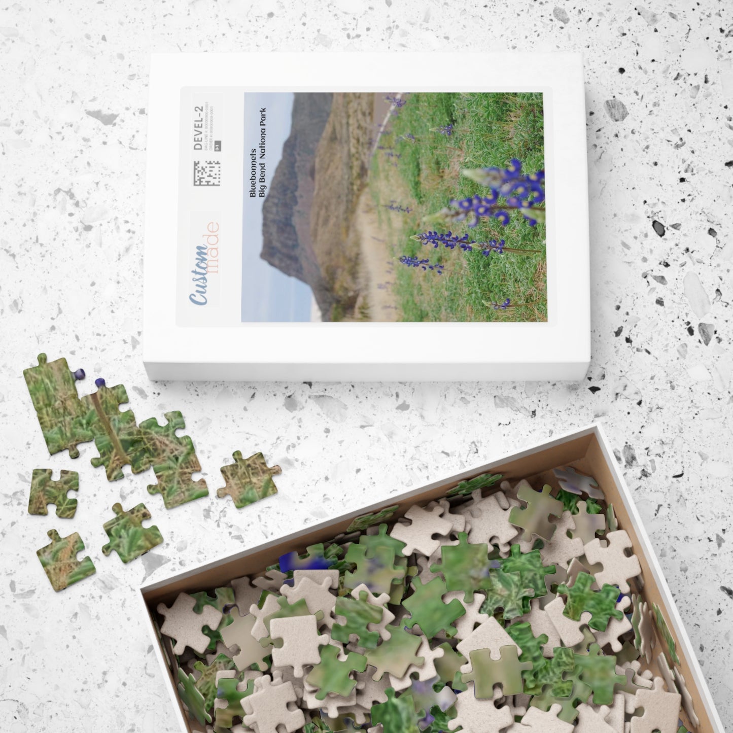 Puzzle US National Parks Series, Big Bend National, Texas Bluebonnets 110, 252, 520,  Pieces Unique Jigsaw Family Adults landscape