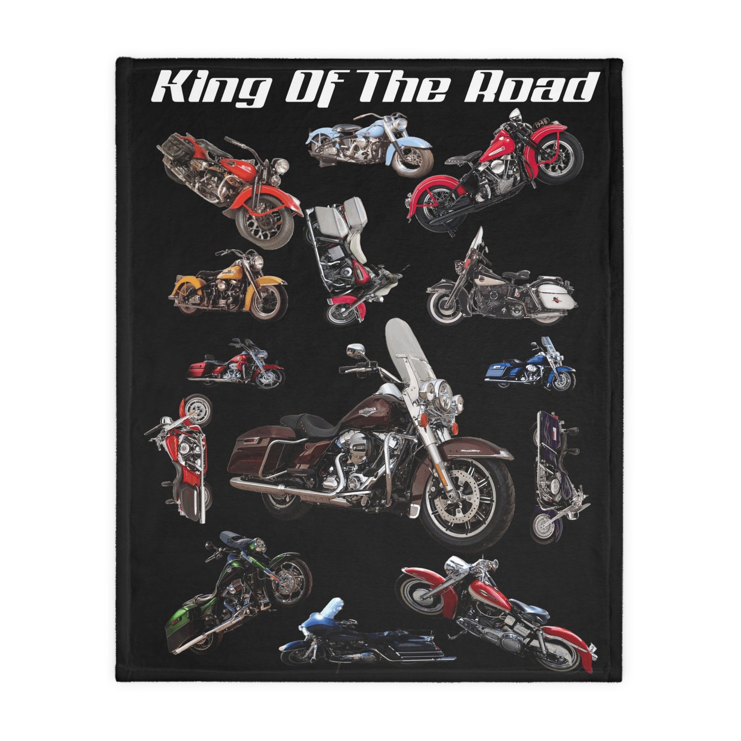 Harley Davidson Road King Blanket - King Of The Road Velveteen Minky Blanket Excellent Gift for the Biker