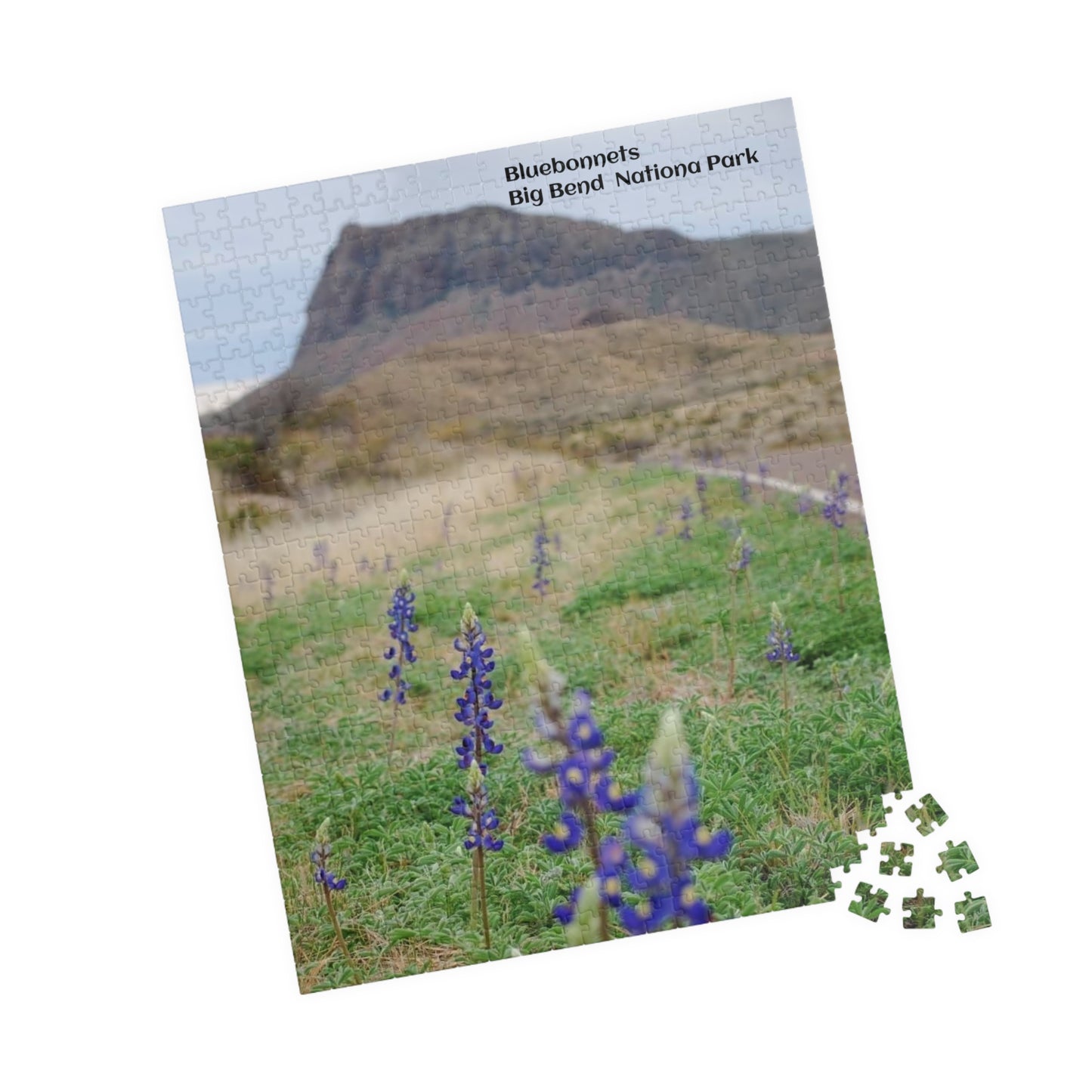 Puzzle US National Parks Series, Big Bend National, Texas Bluebonnets 110, 252, 520,  Pieces Unique Jigsaw Family Adults landscape