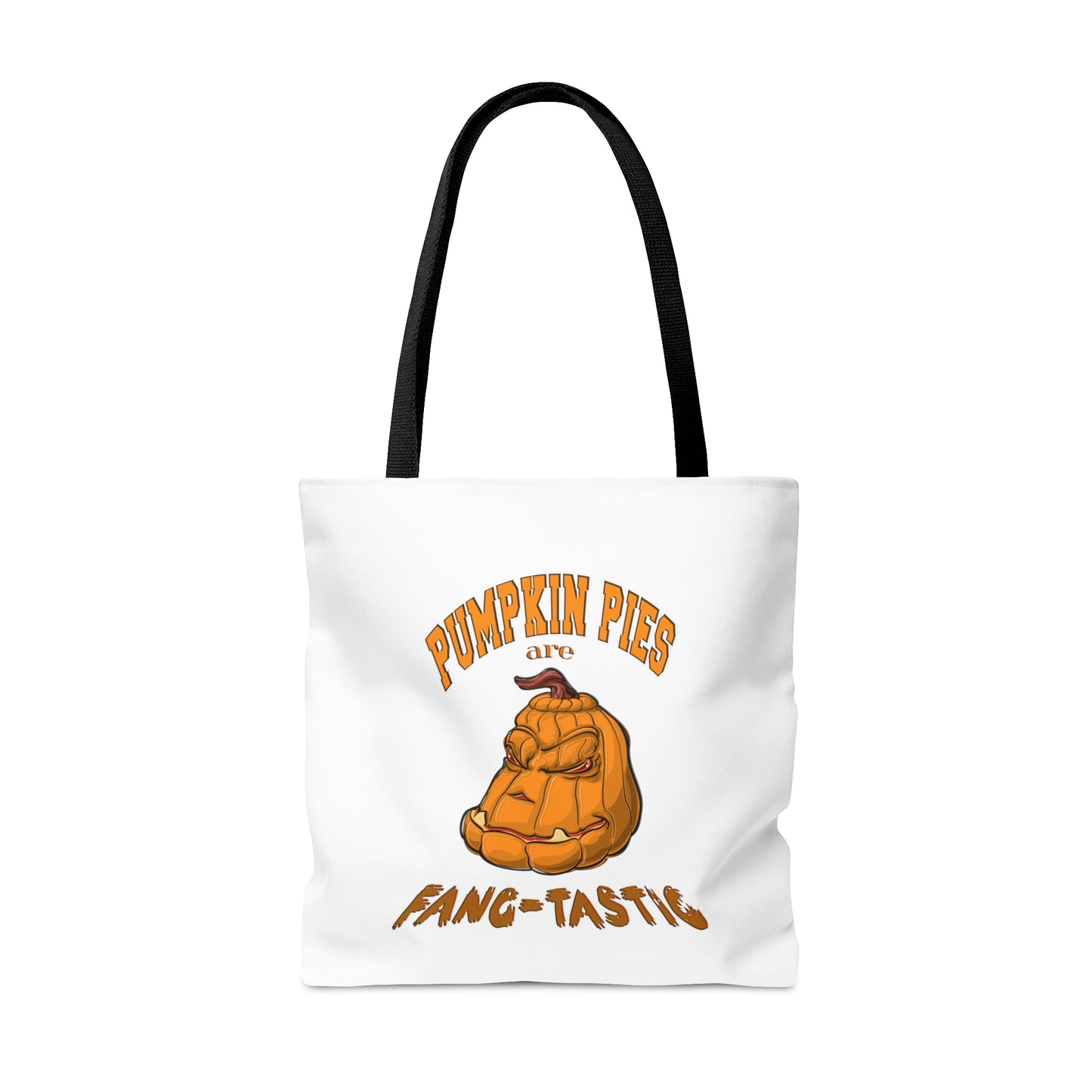 Halloween Large AOP Tote Bag - Pumpkin pies are fang-tastic. - Halloween Treat Pumpkin Bag - Pumpkin Tote Bag